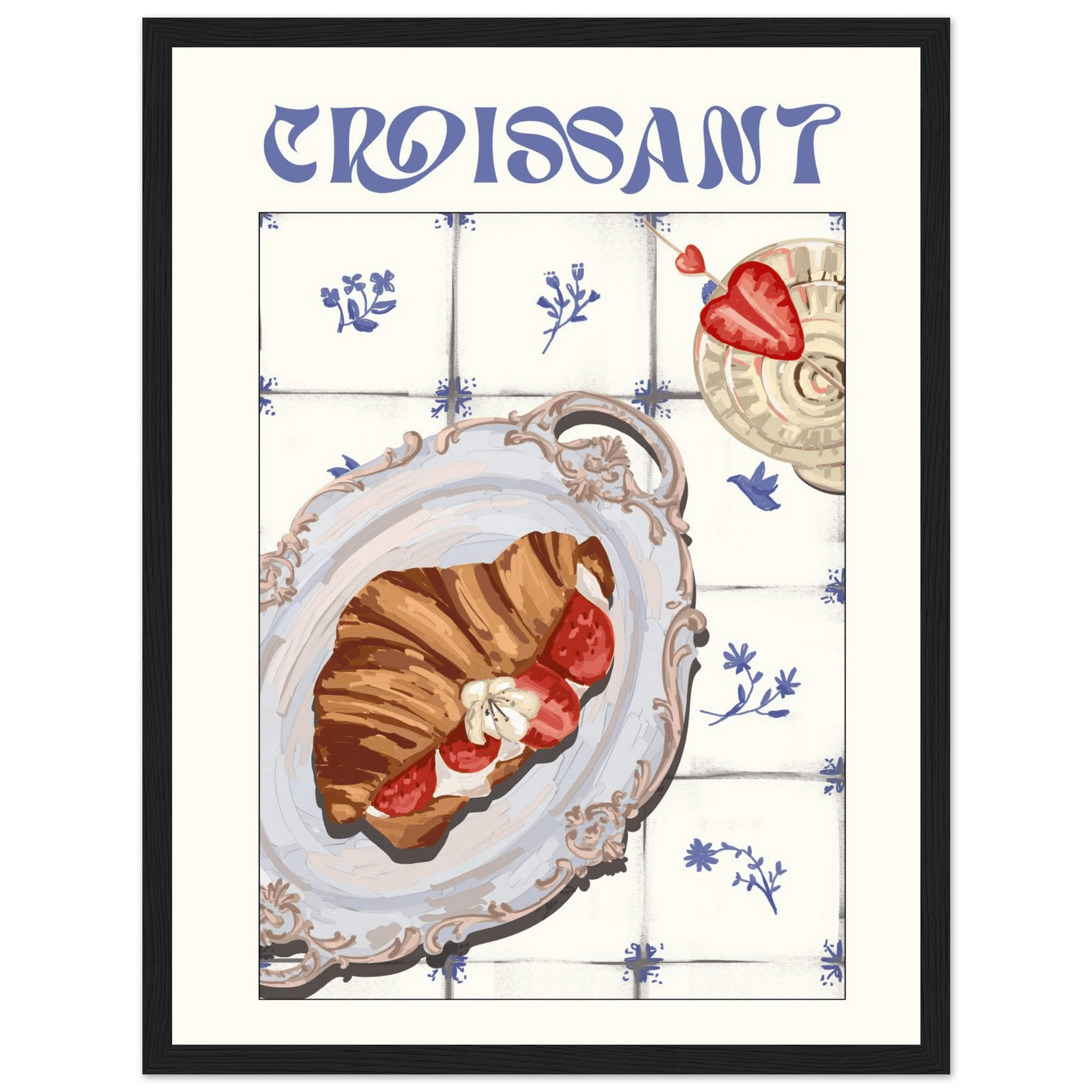 Croissant Poster – Charming French Breakfast Kitchen Wall Art Print (Digital & Printed Options) - Evergreen Posters