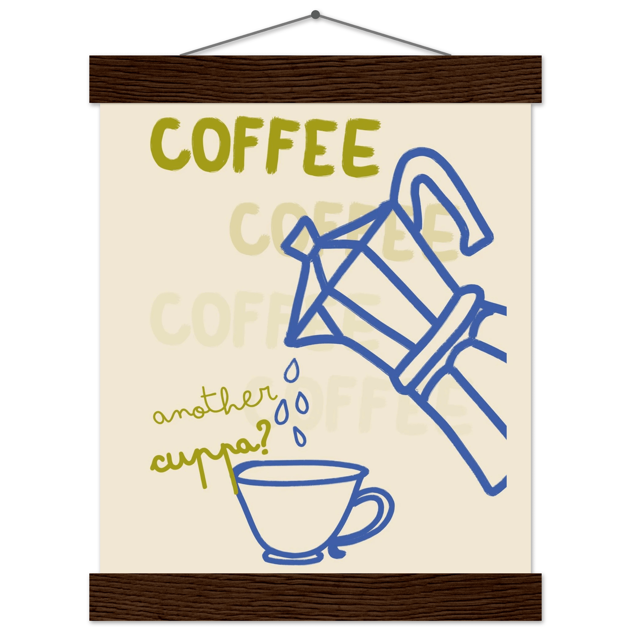 Coffee Print | Another Cuppa Moka Pot Wall Art | Kitchen Coffee Poster - Evergreen Posters
