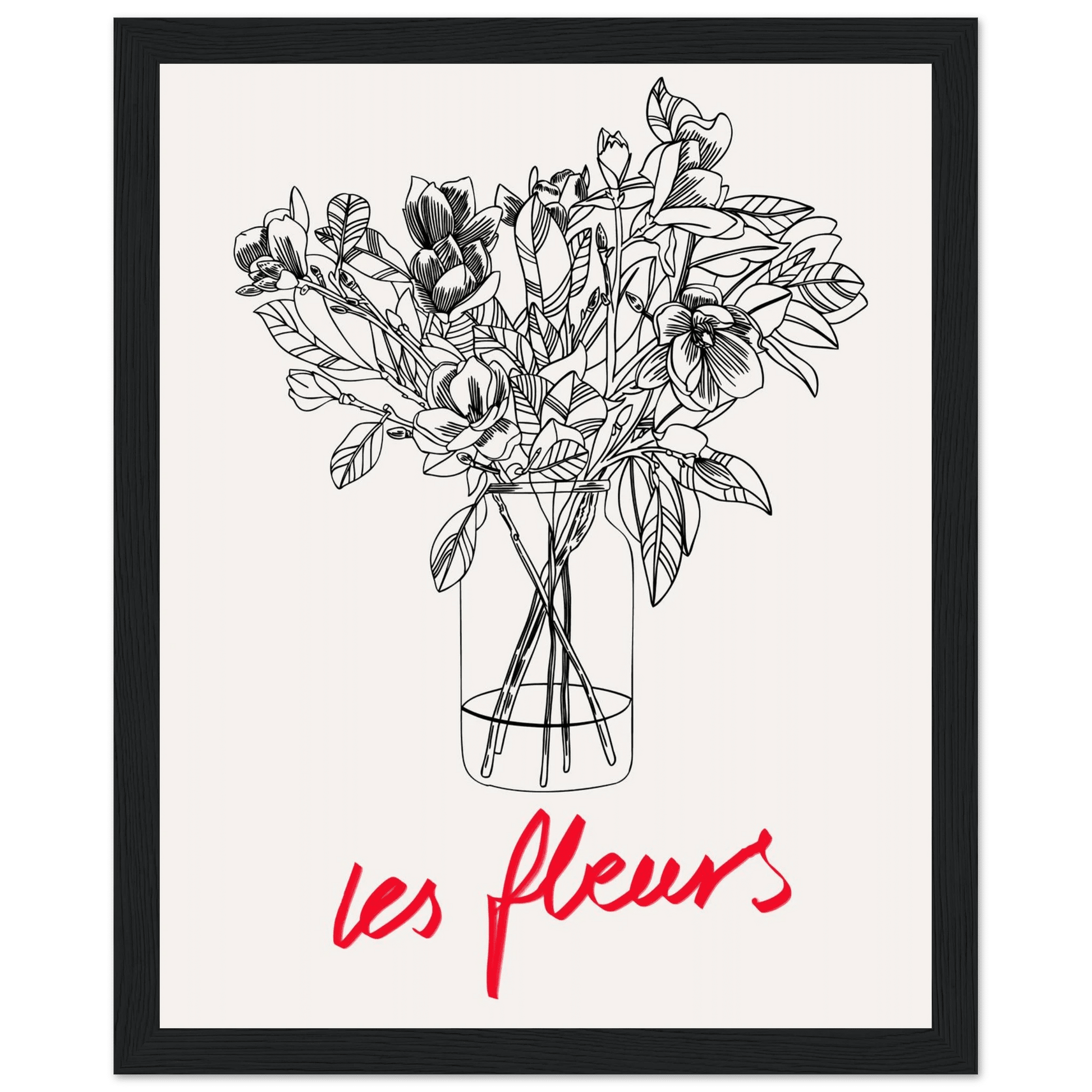 Les Fleurs Botanical Poster | French Flower Line Art Print | Minimalist Floral Wall Decor - Evergreen Posters