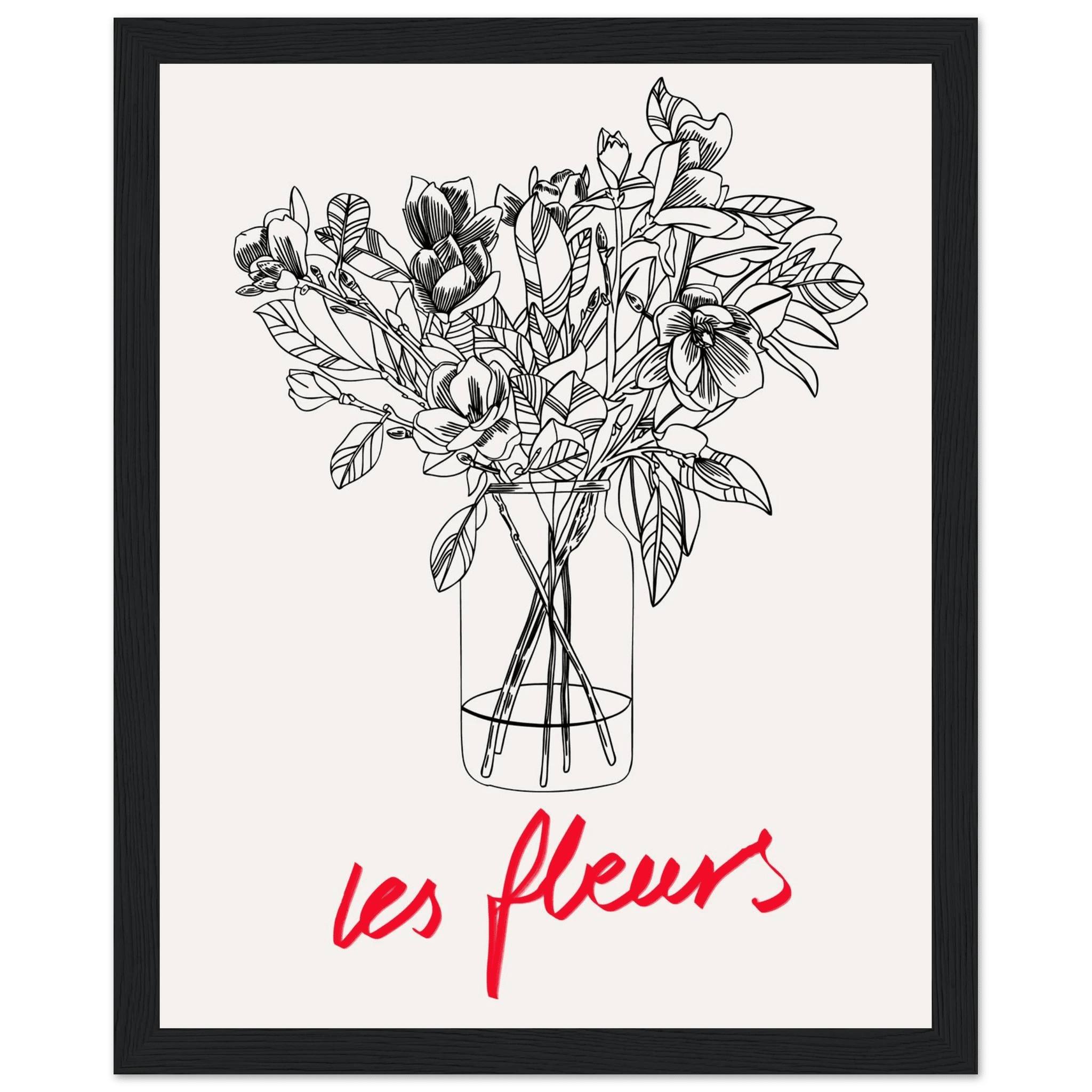 Les Fleurs Botanical Poster | French Flower Line Art Print | Minimalist Floral Wall Decor - Evergreen Posters
