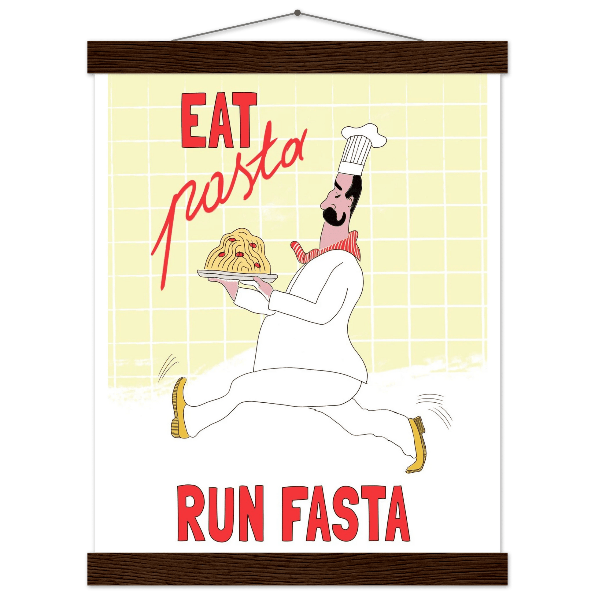 Eat Pasta Run Fasta Poster – Playful Kitchen Wall Art Print (Digital & Printed Options) - Evergreen Posters