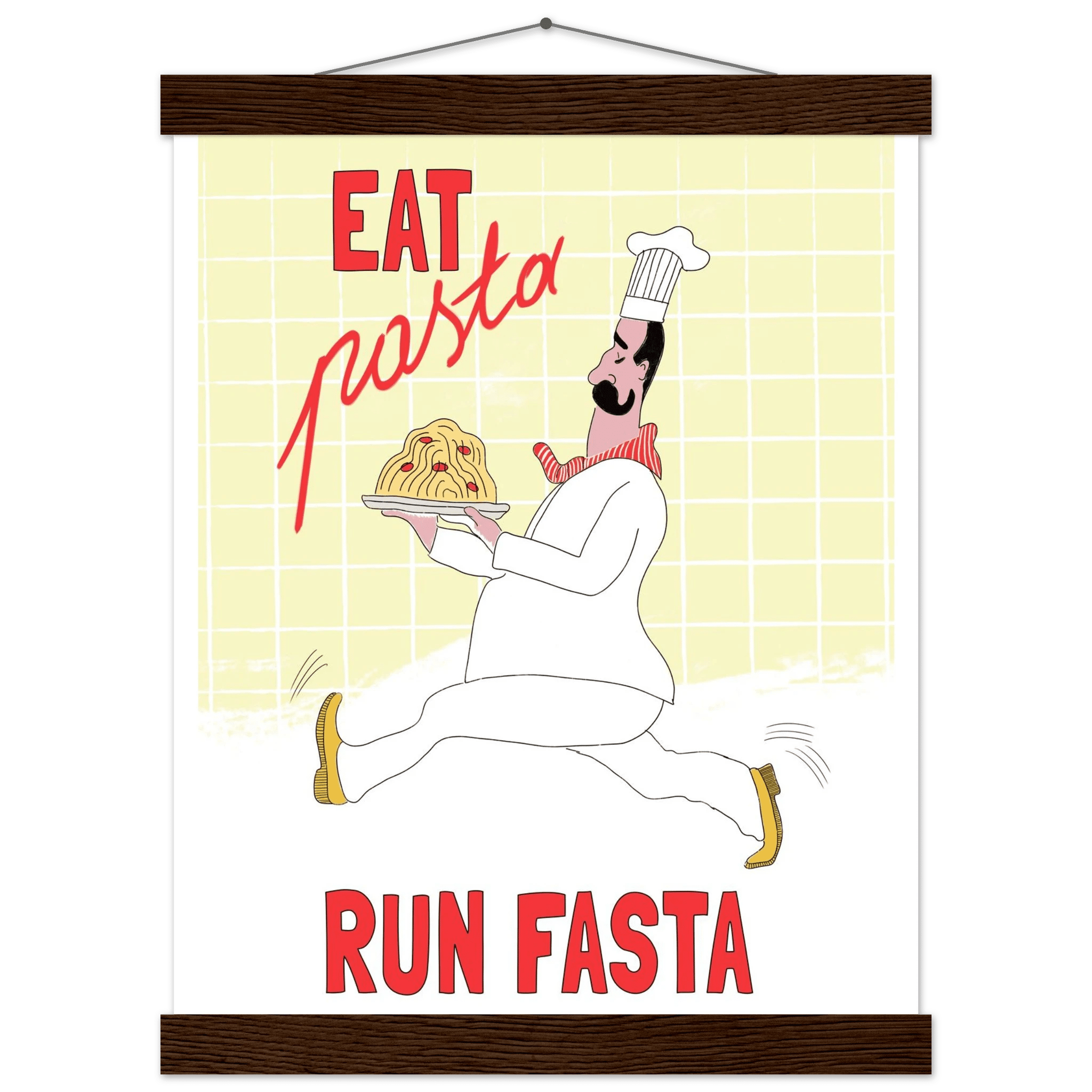 Eat Pasta Run Fasta Poster – Playful Kitchen Wall Art Print (Digital & Printed Options) - Evergreen Posters