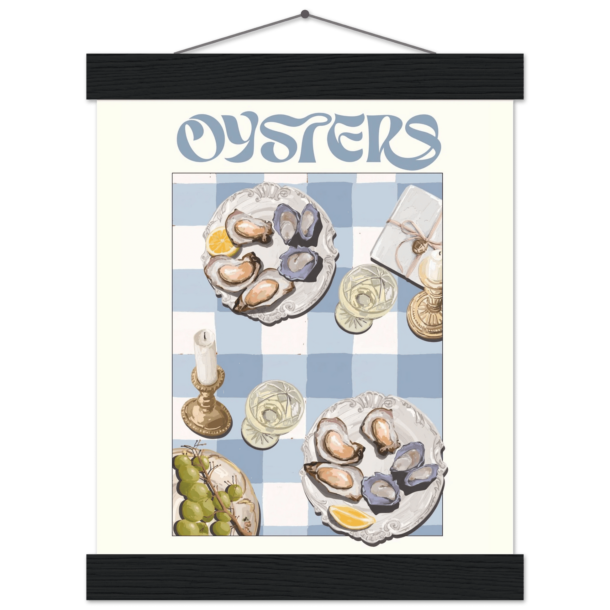 Oysters Poster – Playful Seafood Kitchen Wall Art Print (Digital & Printed Options) - Evergreen Posters