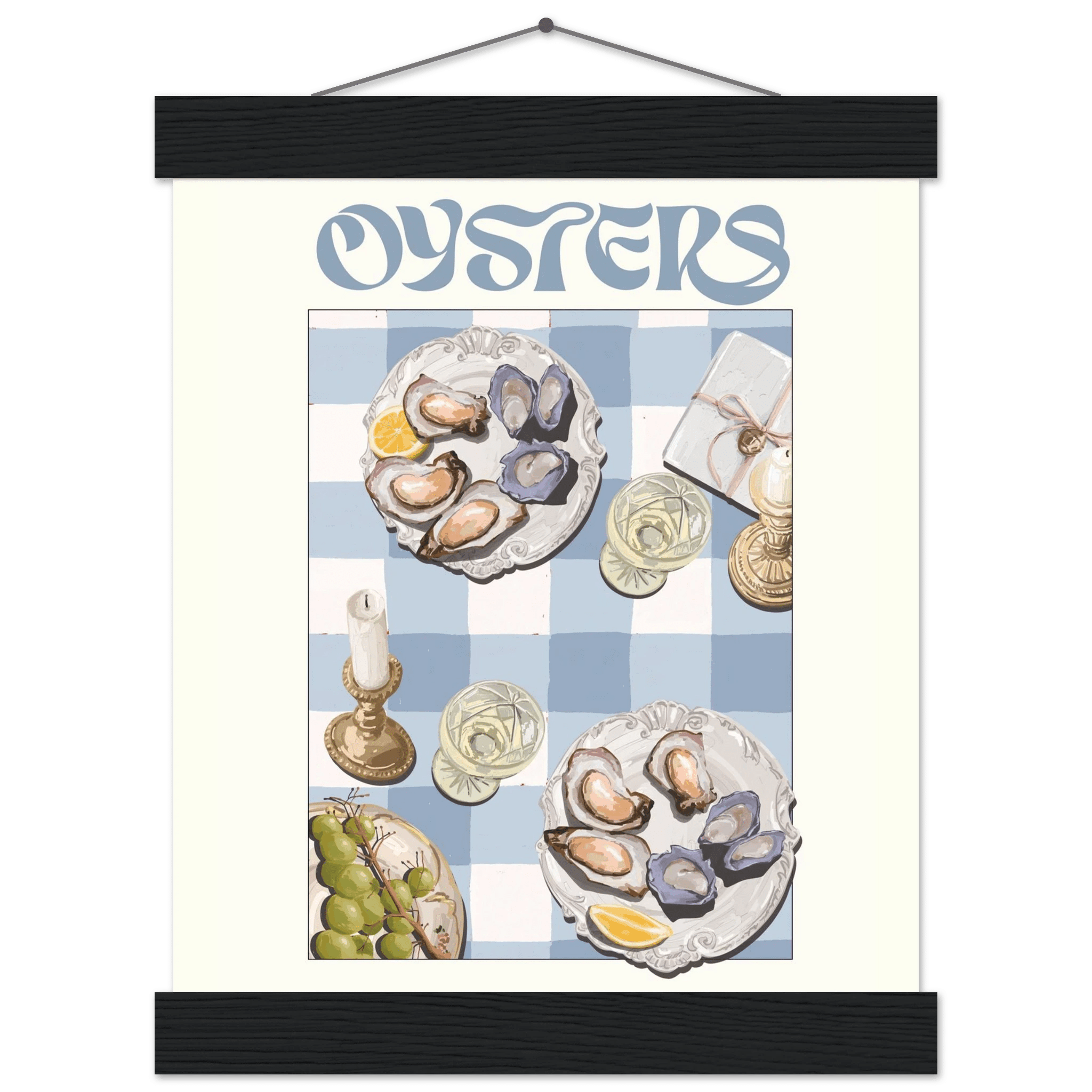 Oysters Poster – Playful Seafood Kitchen Wall Art Print (Digital & Printed Options) - Evergreen Posters