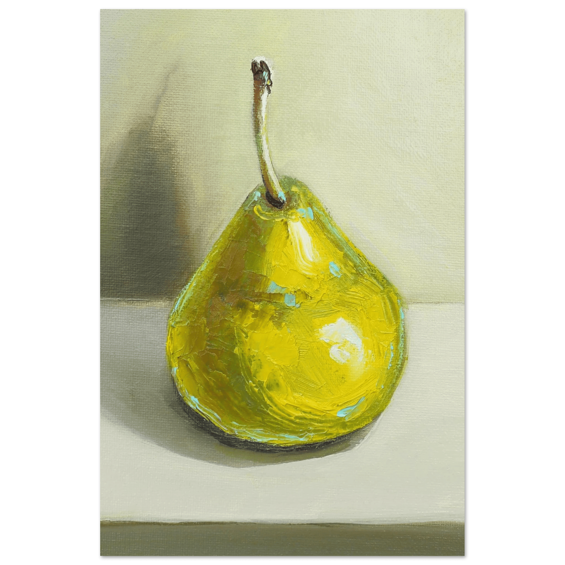 Pear Print | Green Pear Oil Painting Wall Art | Kitchen Poster - Evergreen Posters