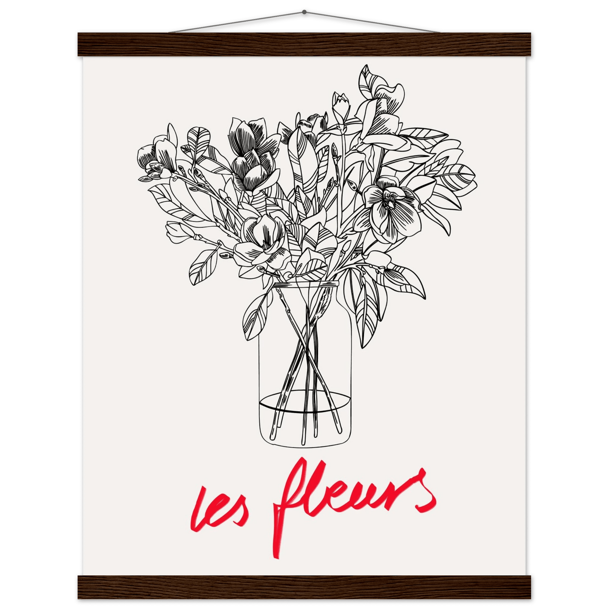 Les Fleurs Botanical Poster | French Flower Line Art Print | Minimalist Floral Wall Decor - Evergreen Posters