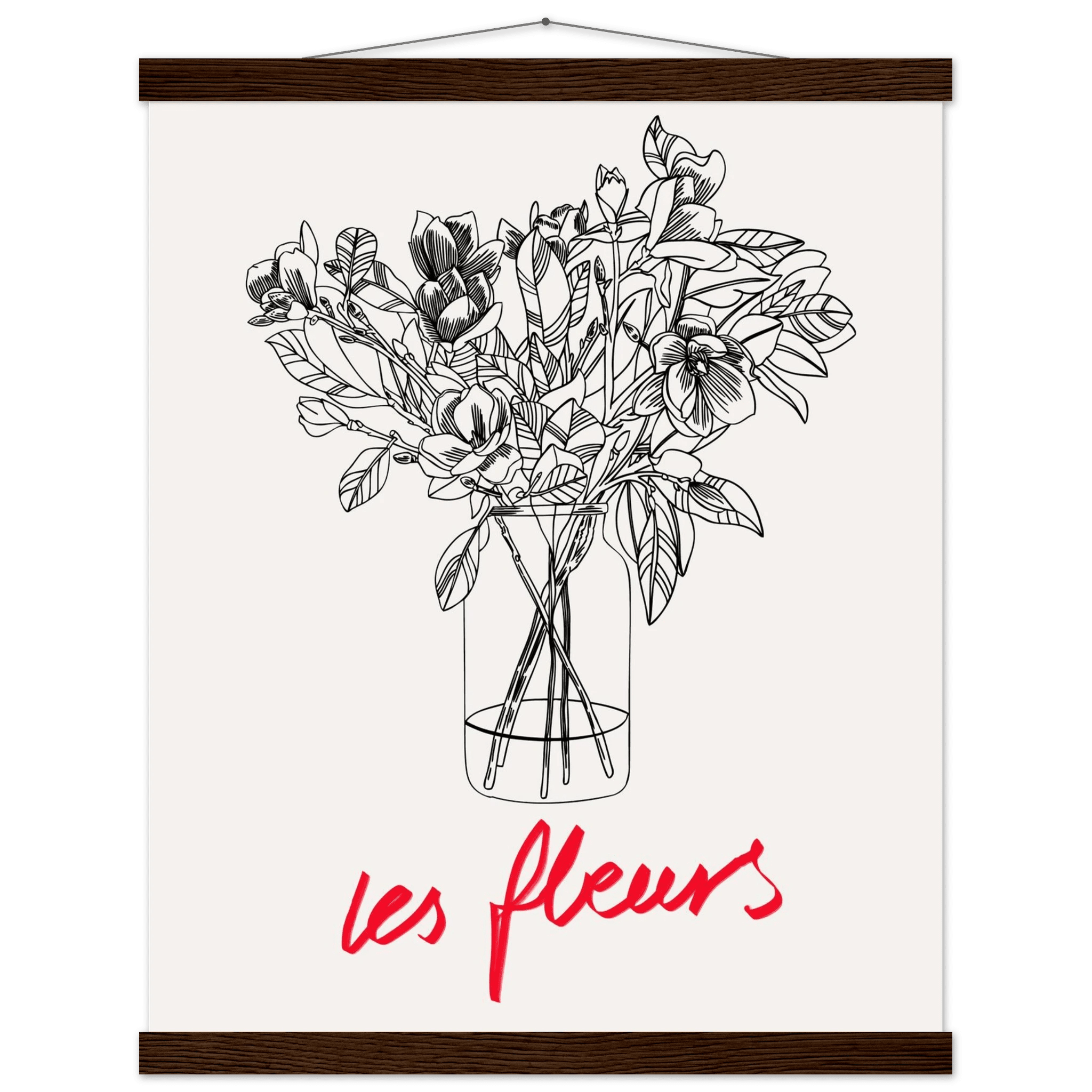 Les Fleurs Botanical Poster | French Flower Line Art Print | Minimalist Floral Wall Decor - Evergreen Posters