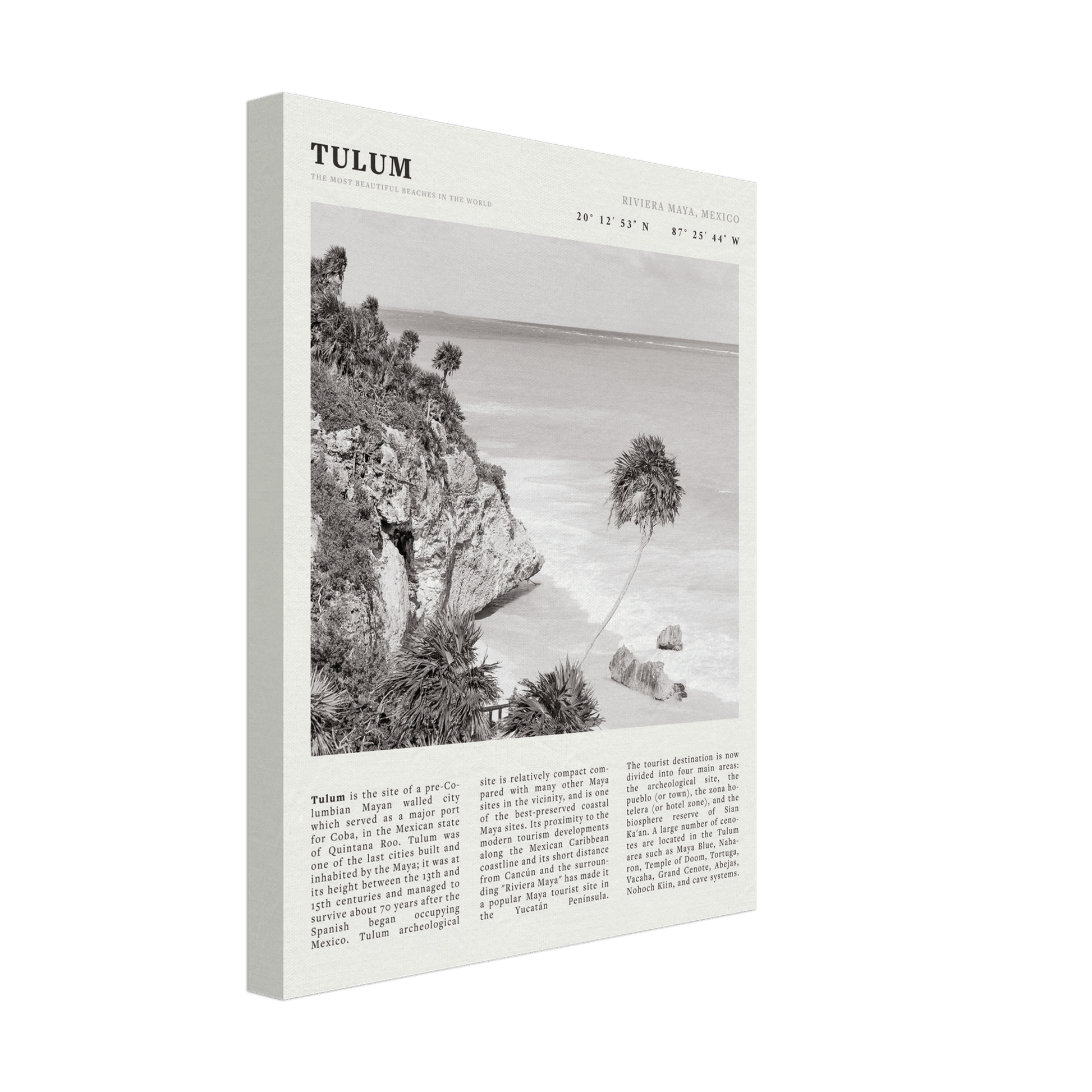 Tulum Poster | Black & White Riviera Maya Mexico Wall Art | Beach Travel Print - Evergreen Posters