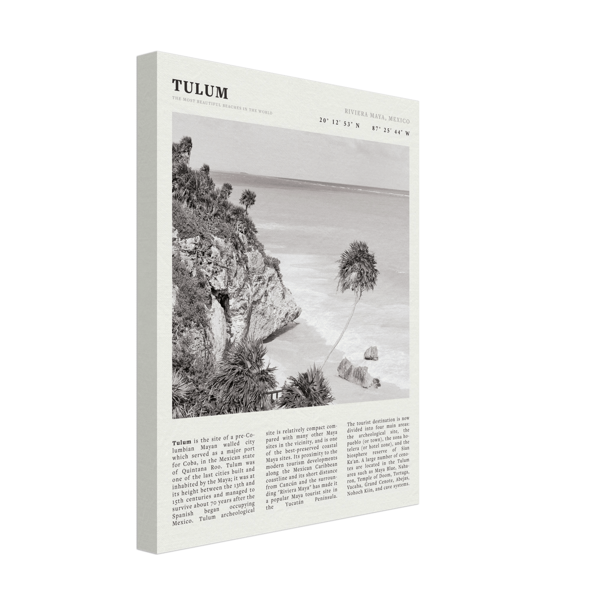 Tulum Poster | Black & White Riviera Maya Mexico Wall Art | Beach Travel Print - Evergreen Posters