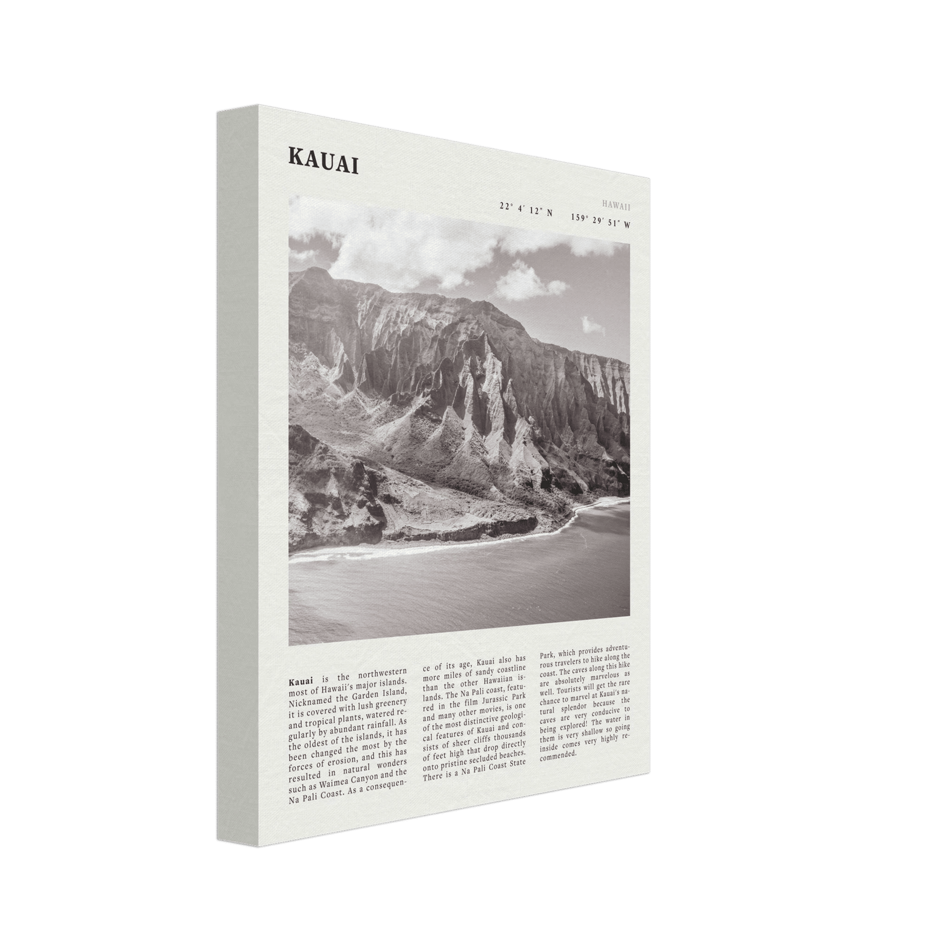 Kauai Poster | Black & White Na Pali Coast Wall Art | Hawaii Travel Print Decor - Evergreen Posters