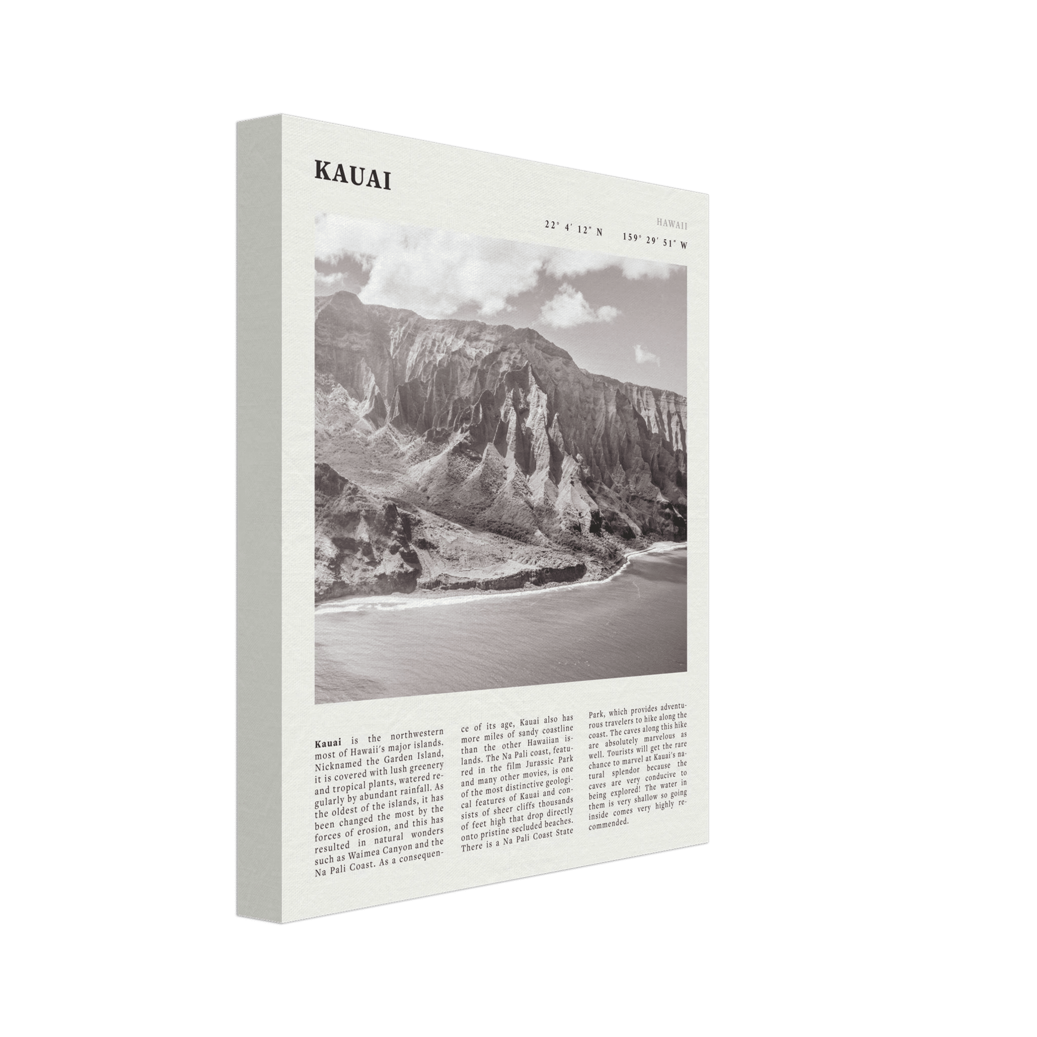 Kauai Poster | Black & White Na Pali Coast Wall Art | Hawaii Travel Print Decor - Evergreen Posters