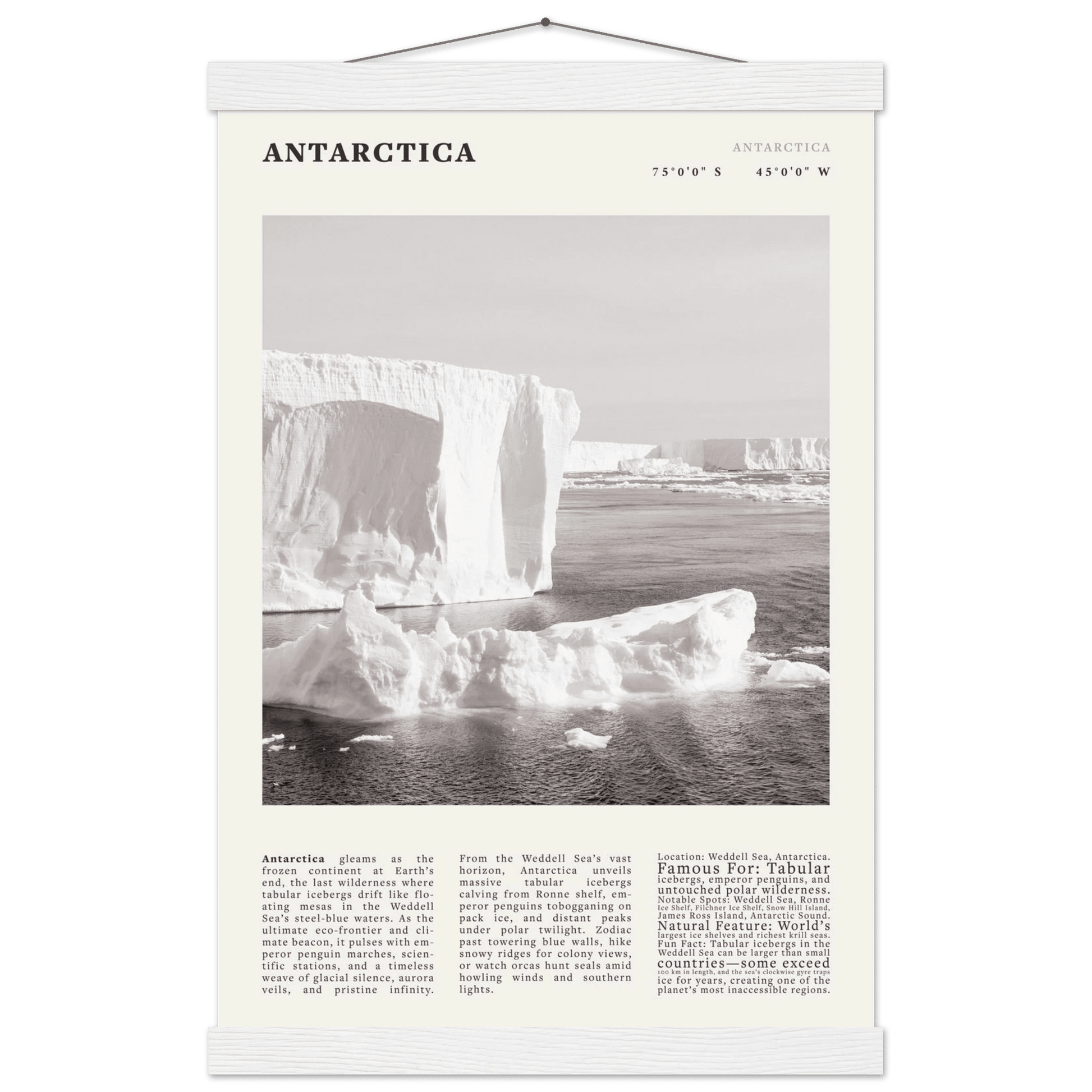 Antarctica Poster Black and White – Vintage Weddell Sea Iceberg Print (Digital & Printed Options) - Evergreen Posters