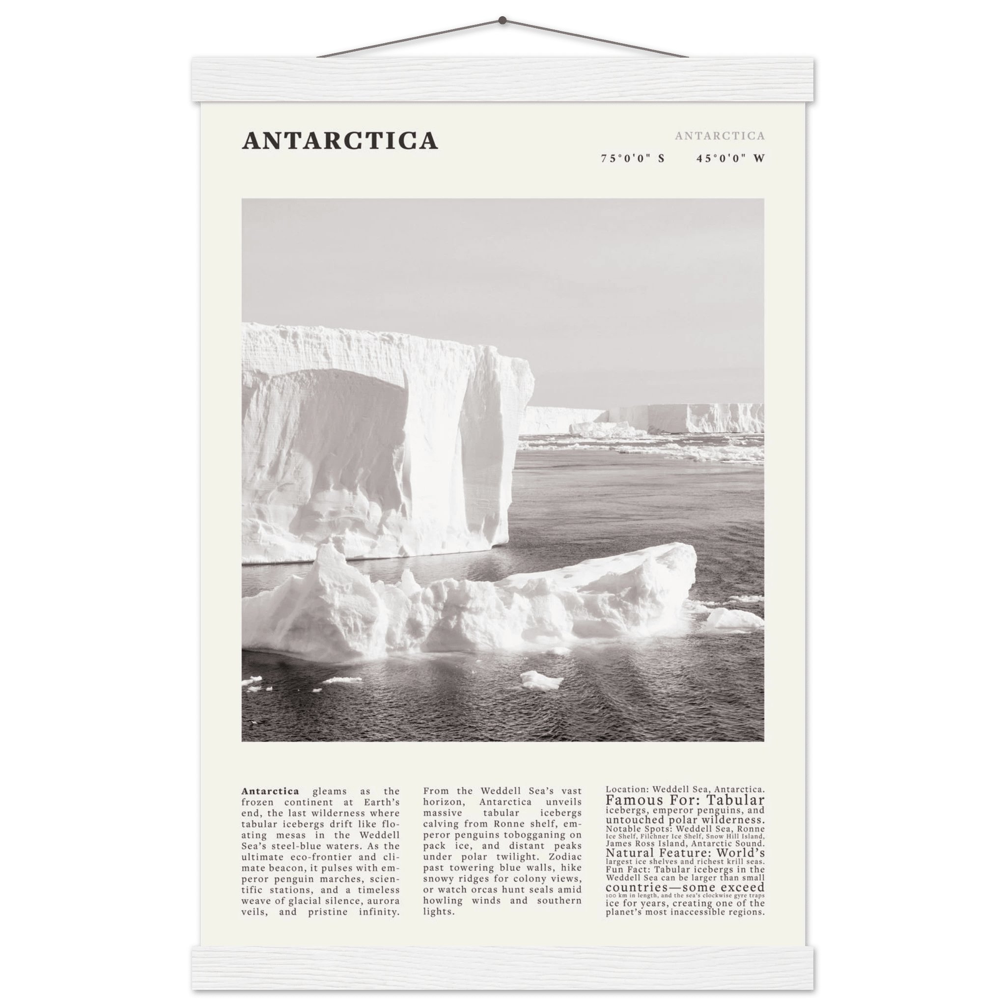 Antarctica Poster Black and White – Vintage Weddell Sea Iceberg Print (Digital & Printed Options) - Evergreen Posters