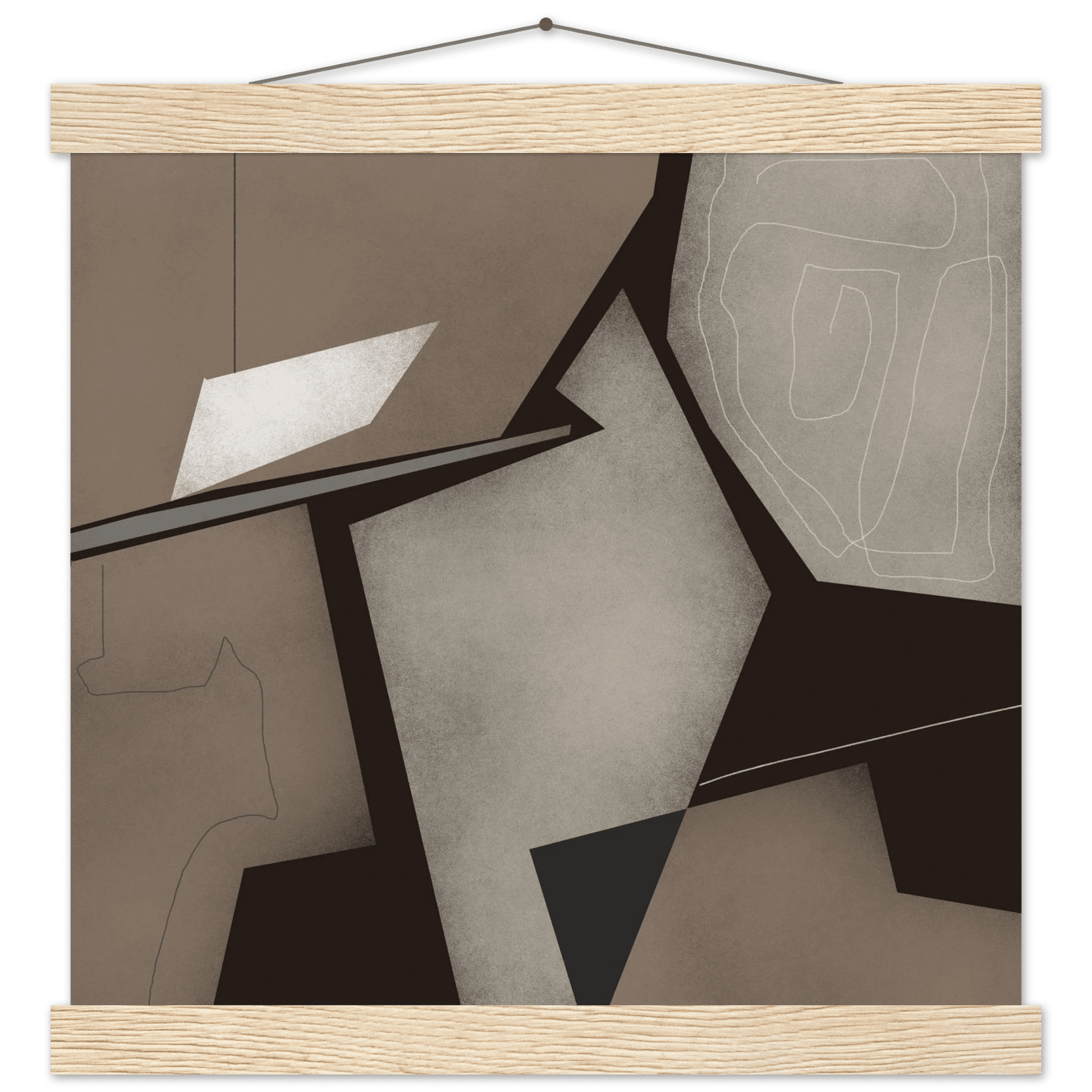 Taupe & Black Geometric Abstract Poster | Modern Square Wall Art | Neutral Decor Print - Evergreen Posters