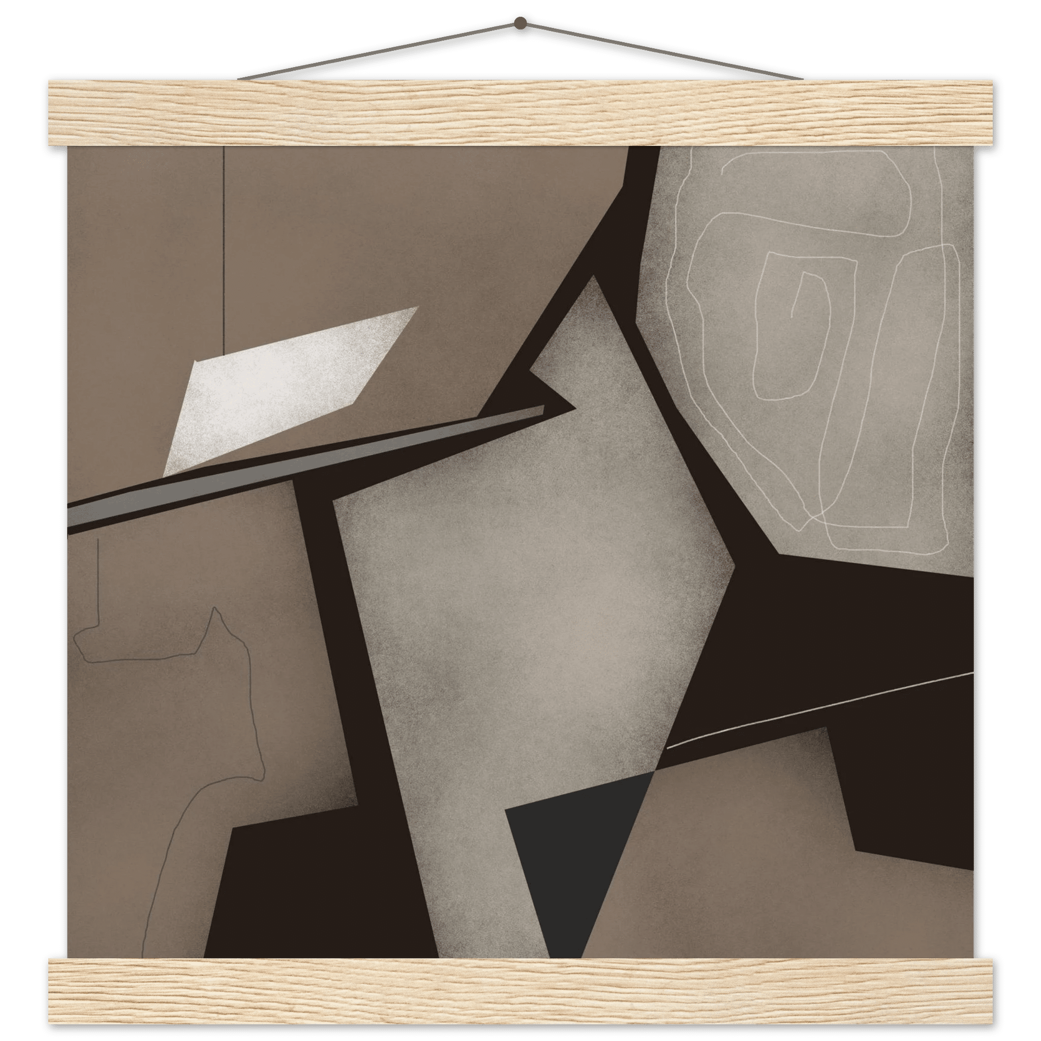 Taupe & Black Geometric Abstract Poster | Modern Square Wall Art | Neutral Decor Print - Evergreen Posters