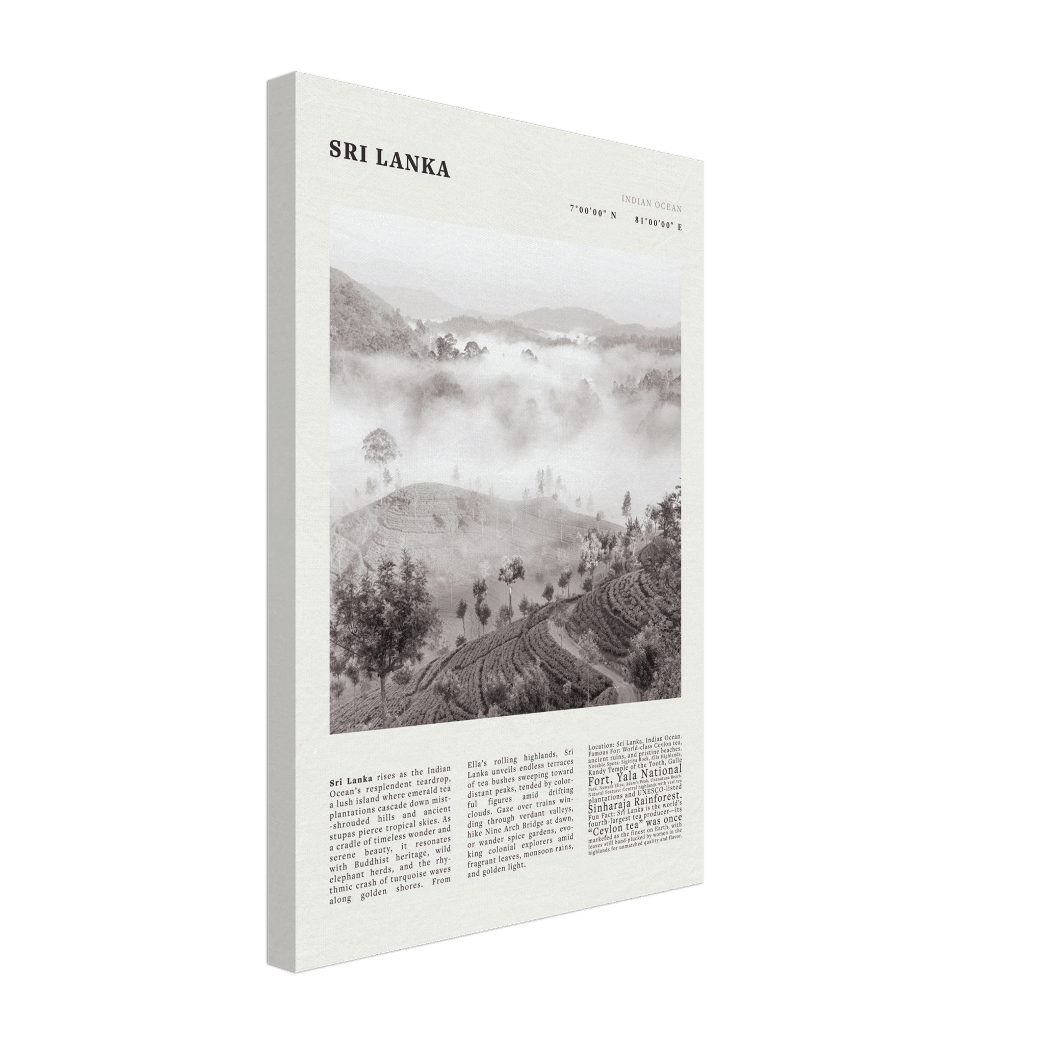 Sri Lanka Poster Black and White – Vintage Ceylon Tea Plantation Print (Digital & Printed Options) - Evergreen Posters