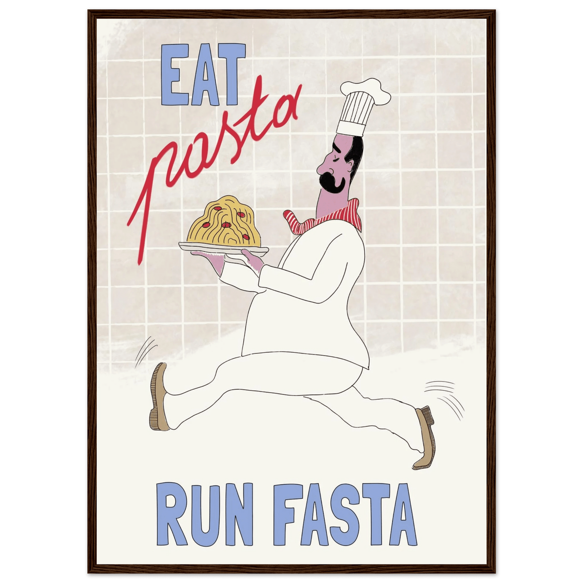 Eat Pasta Run Fasta Poster – Fun Kitchen Wall Art Print (Digital & Printed Options) - Evergreen Posters