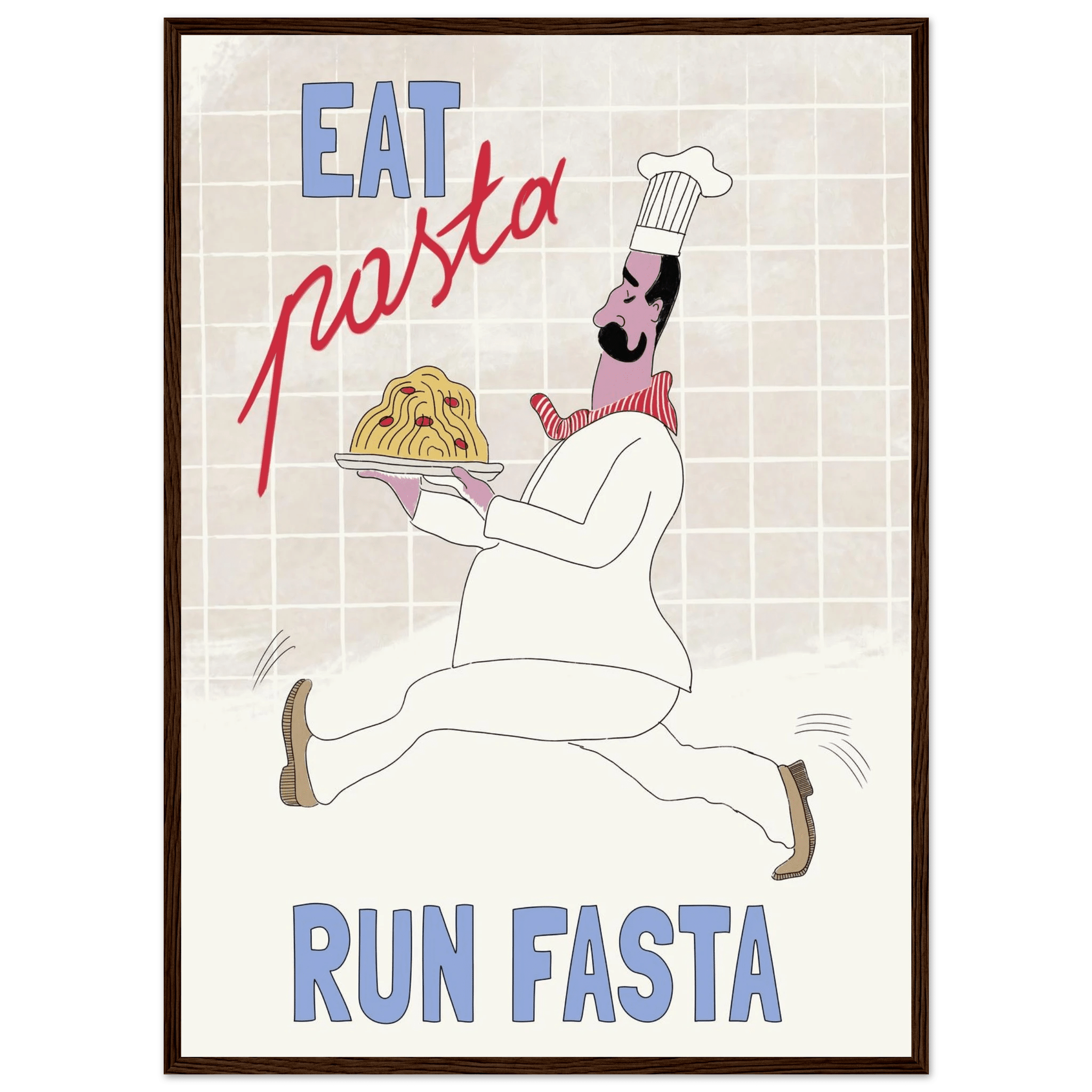 Eat Pasta Run Fasta Poster – Fun Kitchen Wall Art Print (Digital & Printed Options) - Evergreen Posters