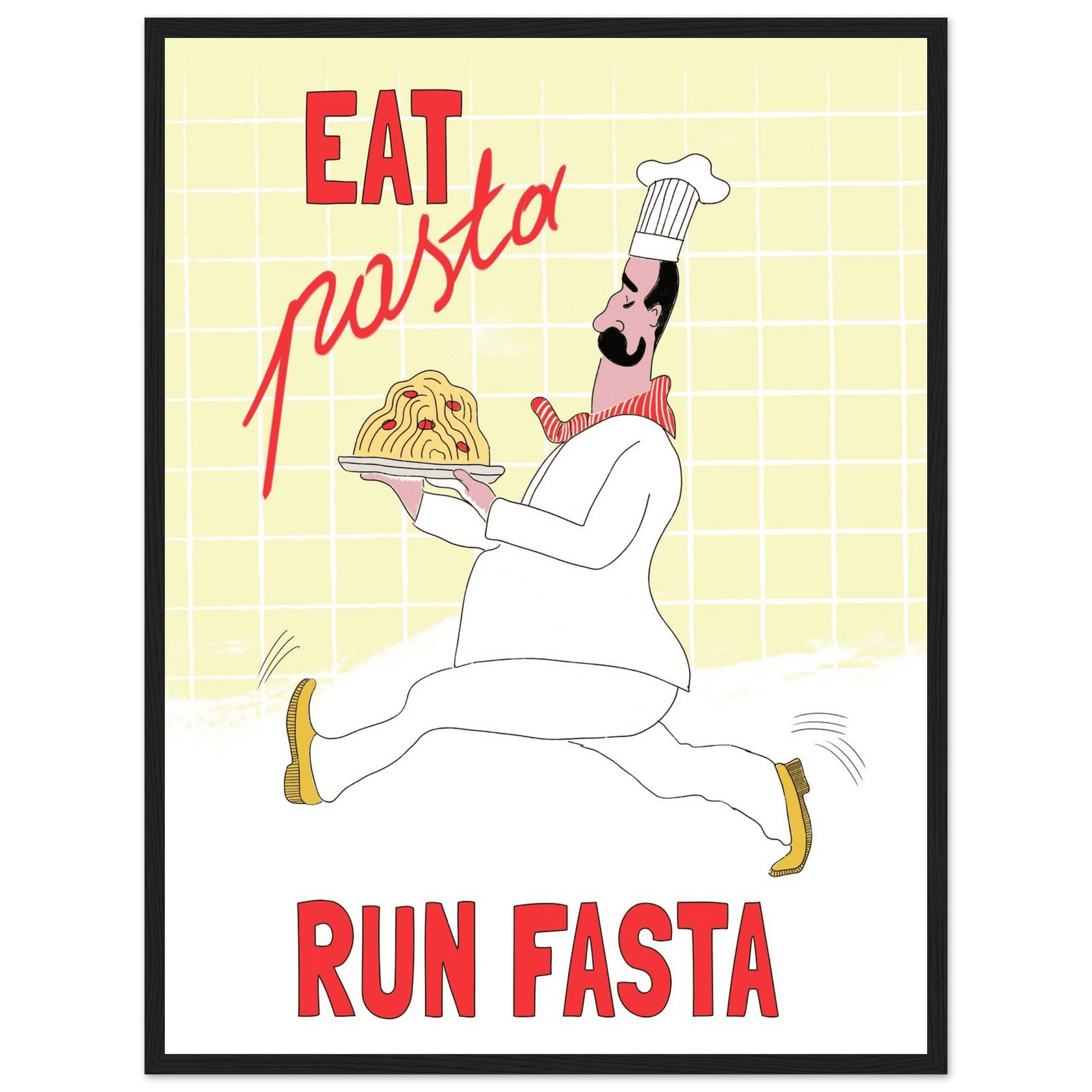 Eat Pasta Run Fasta Poster – Playful Kitchen Wall Art Print (Digital & Printed Options) - Evergreen Posters
