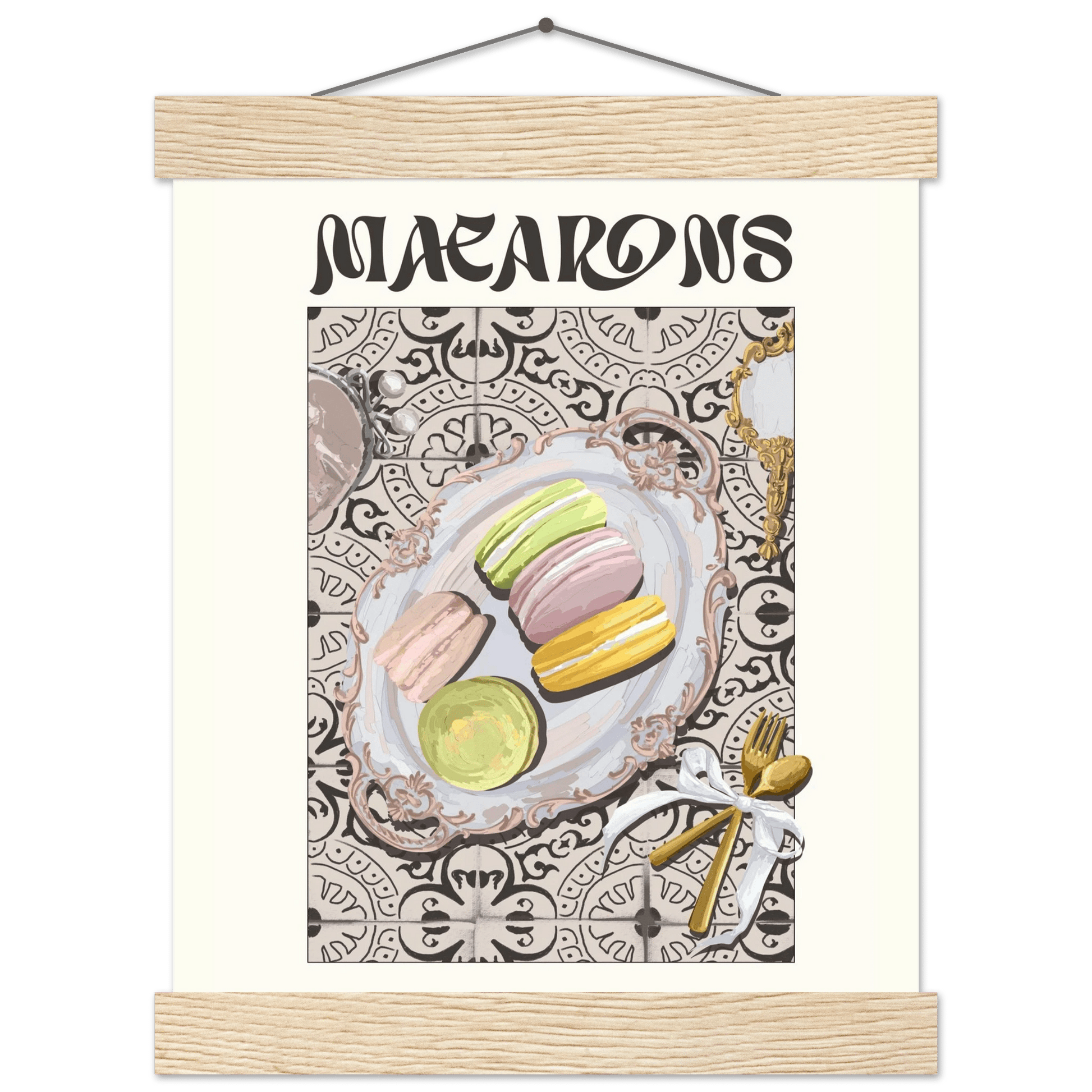Macarons Poster – Playful French Patisserie Kitchen Wall Art Print (Digital & Printed Options) - Evergreen Posters
