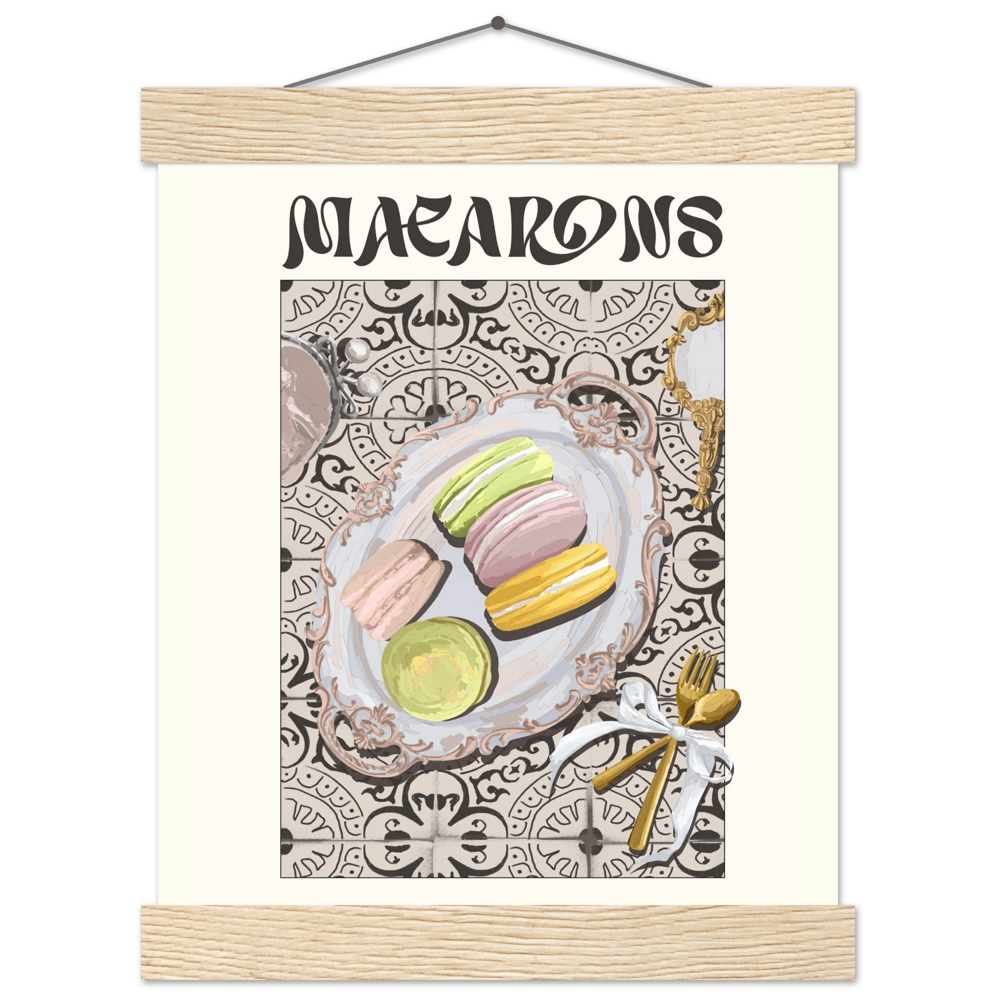 Macarons Poster – Playful French Patisserie Kitchen Wall Art Print (Digital & Printed Options) - Evergreen Posters