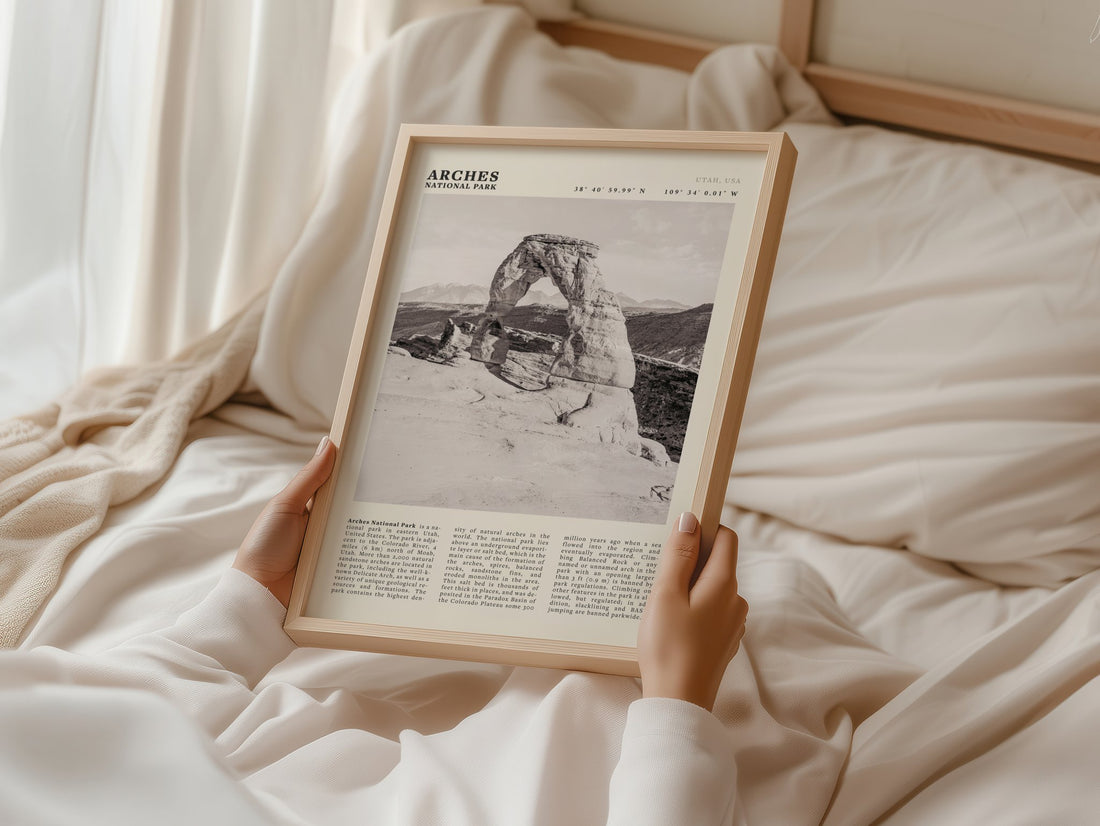 Arches National Park Poster | Black & White Utah Wall Art | Delicate Arch Print - Evergreen Posters