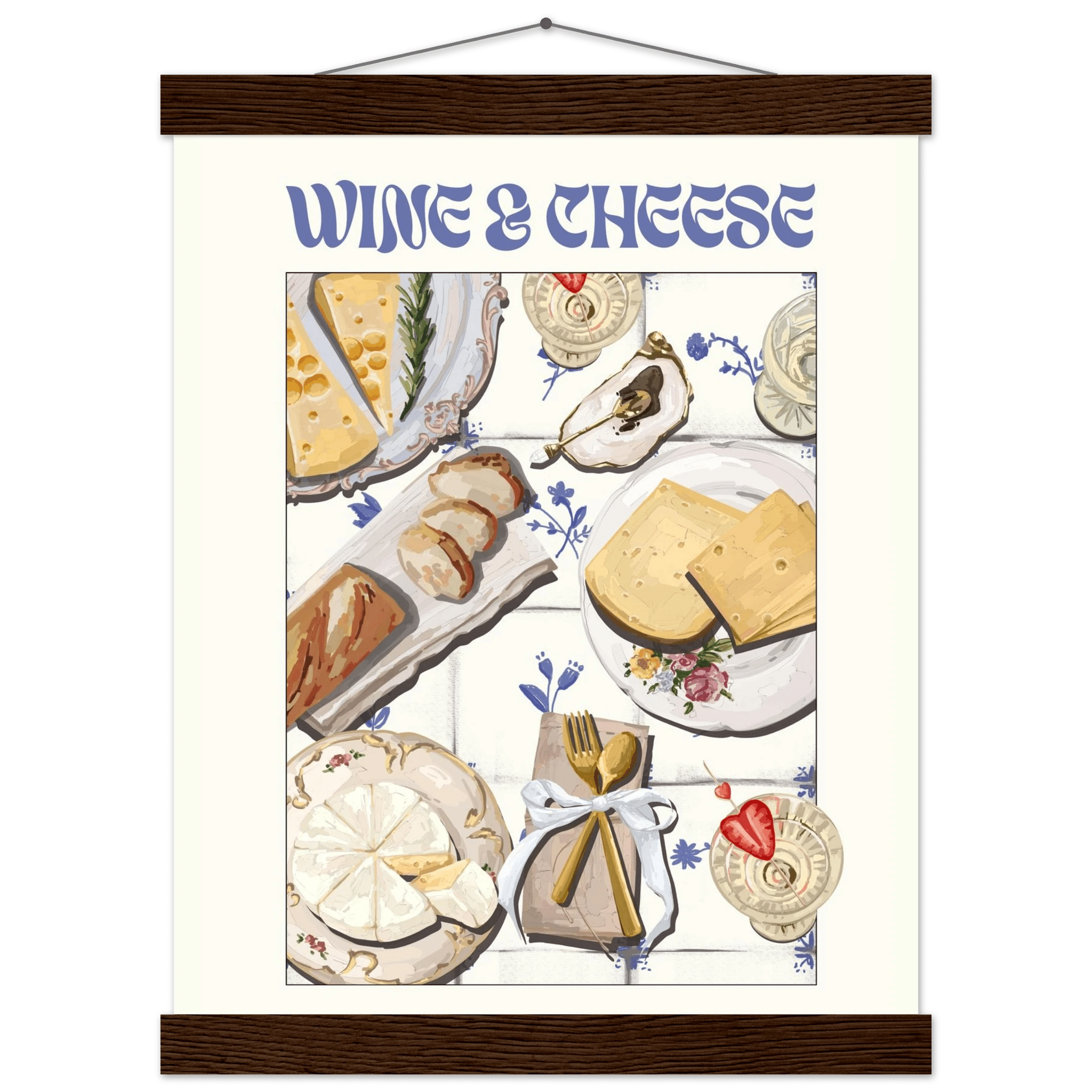 Wine & Cheese Poster – Elegant Kitchen & Dining Wall Art Print (Digital & Printed Options) - Evergreen Posters