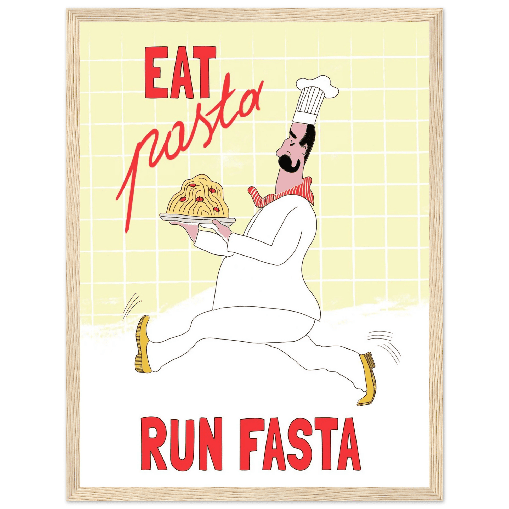 Eat Pasta Run Fasta Poster – Playful Kitchen Wall Art Print (Digital & Printed Options) - Evergreen Posters
