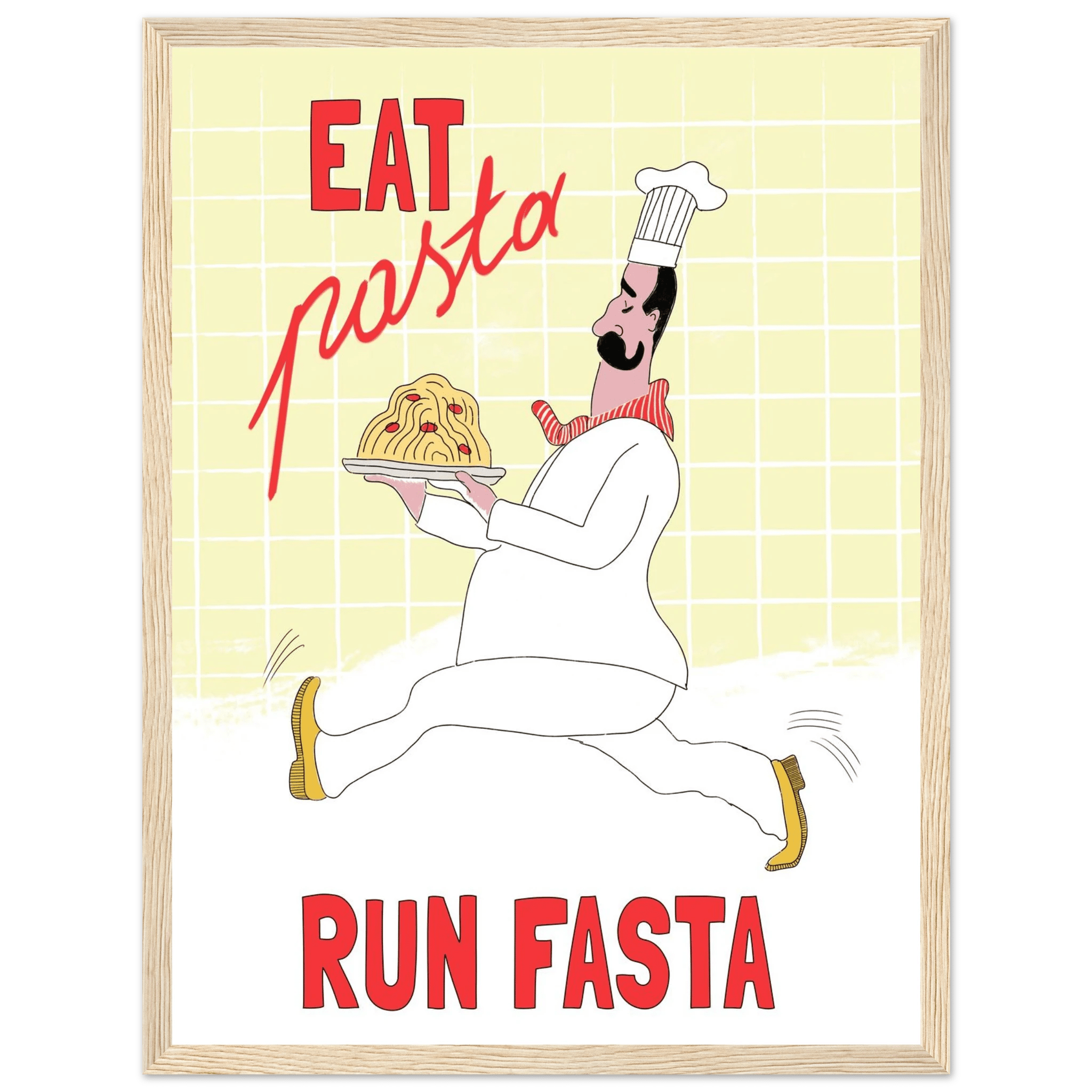 Eat Pasta Run Fasta Poster – Playful Kitchen Wall Art Print (Digital & Printed Options) - Evergreen Posters