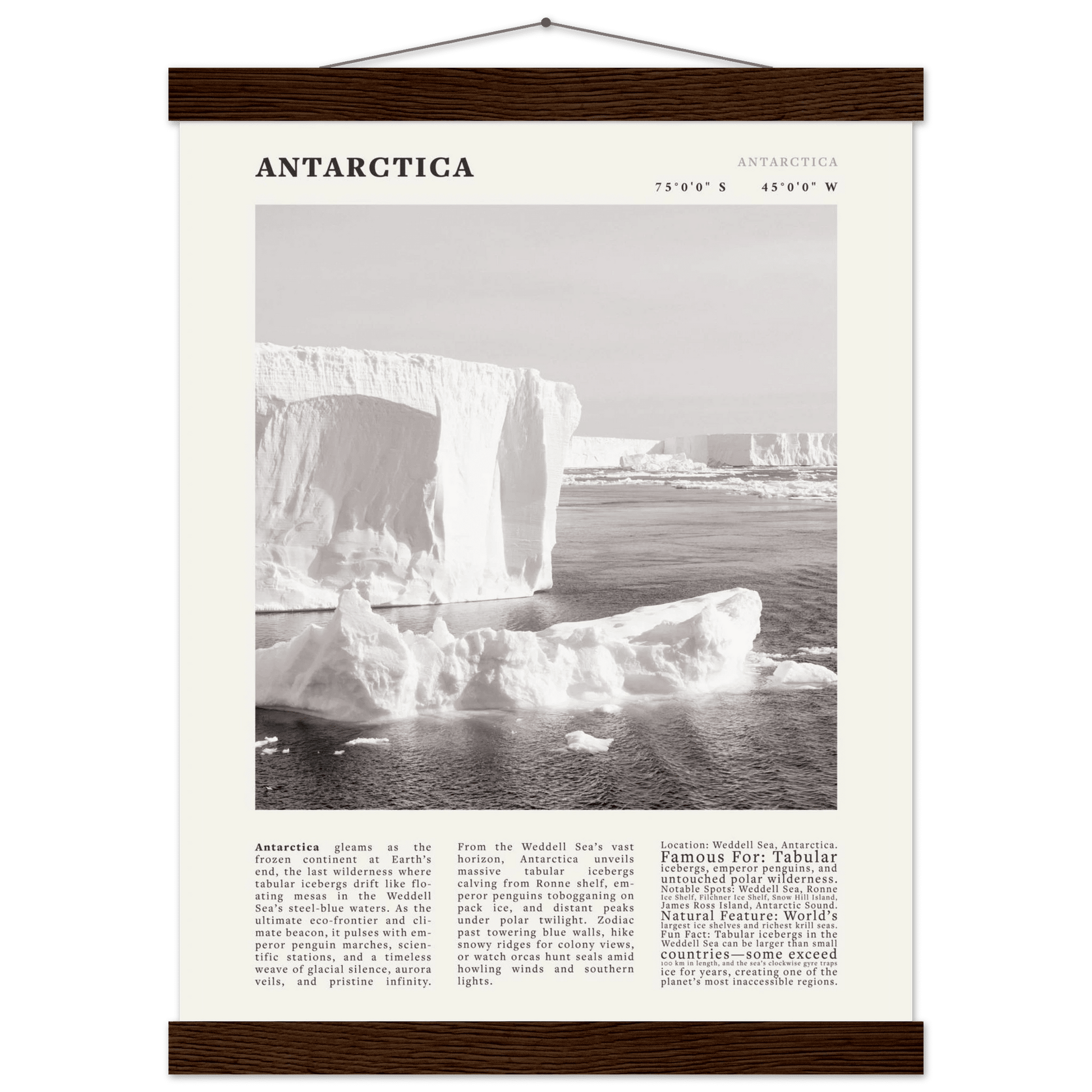 Antarctica Poster Black and White – Vintage Weddell Sea Iceberg Print (Digital & Printed Options) - Evergreen Posters