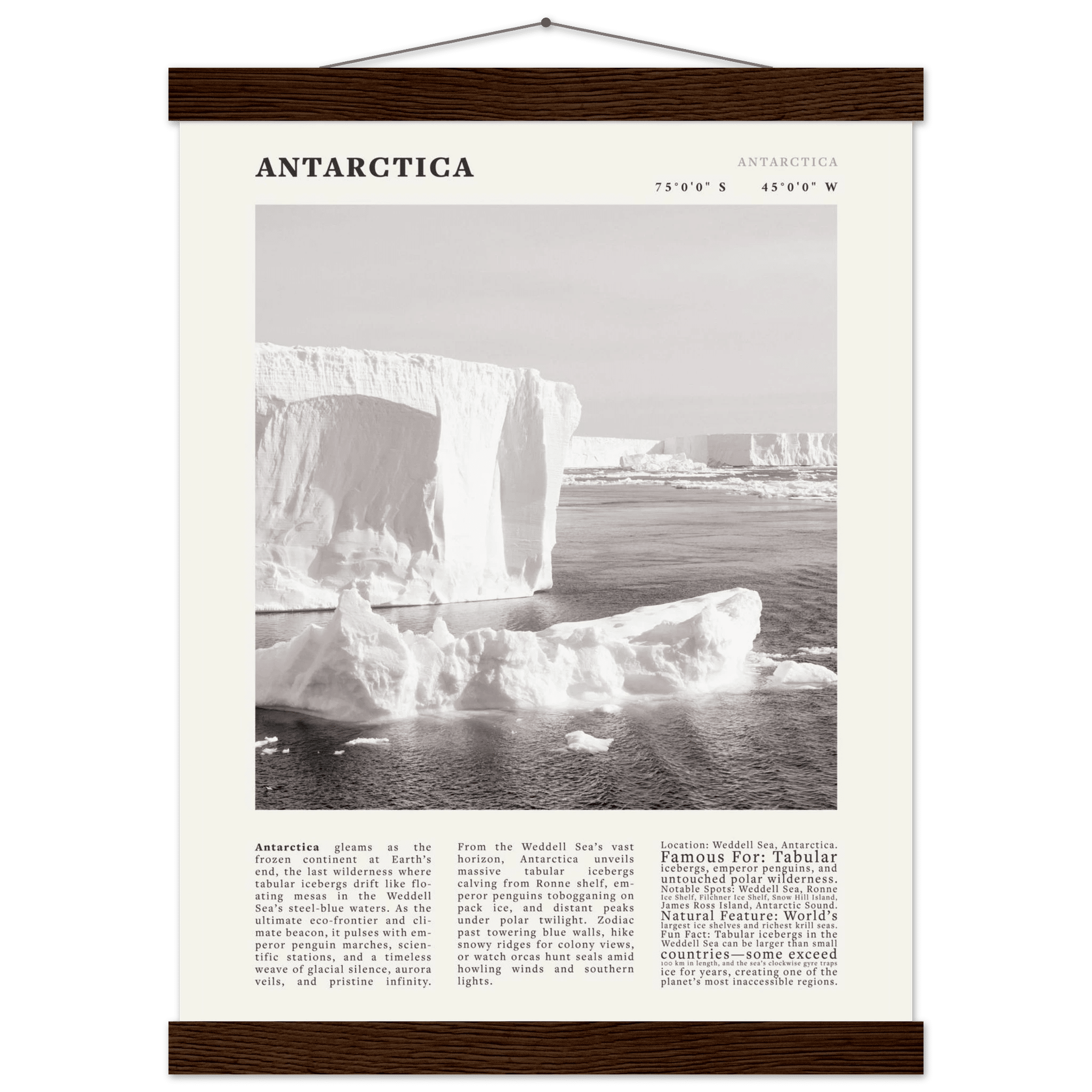 Antarctica Poster Black and White – Vintage Weddell Sea Iceberg Print (Digital & Printed Options) - Evergreen Posters