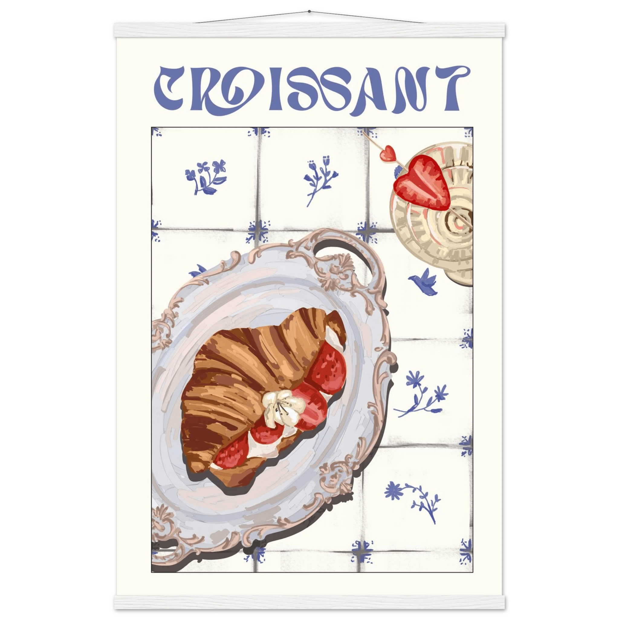 Croissant Poster – Charming French Breakfast Kitchen Wall Art Print (Digital & Printed Options) - Evergreen Posters