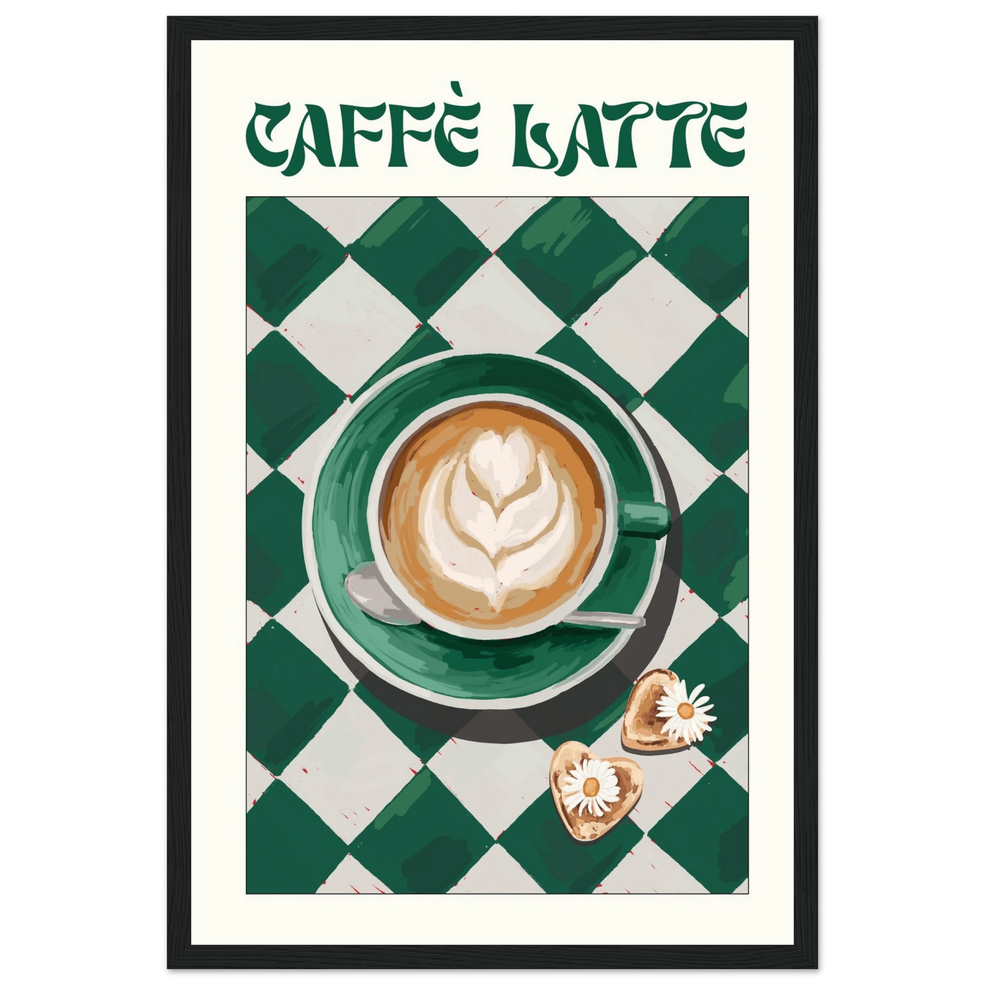Caffè Latte Poster – Playful Coffee Kitchen Wall Art Print (Digital & Printed Options) - Evergreen Posters