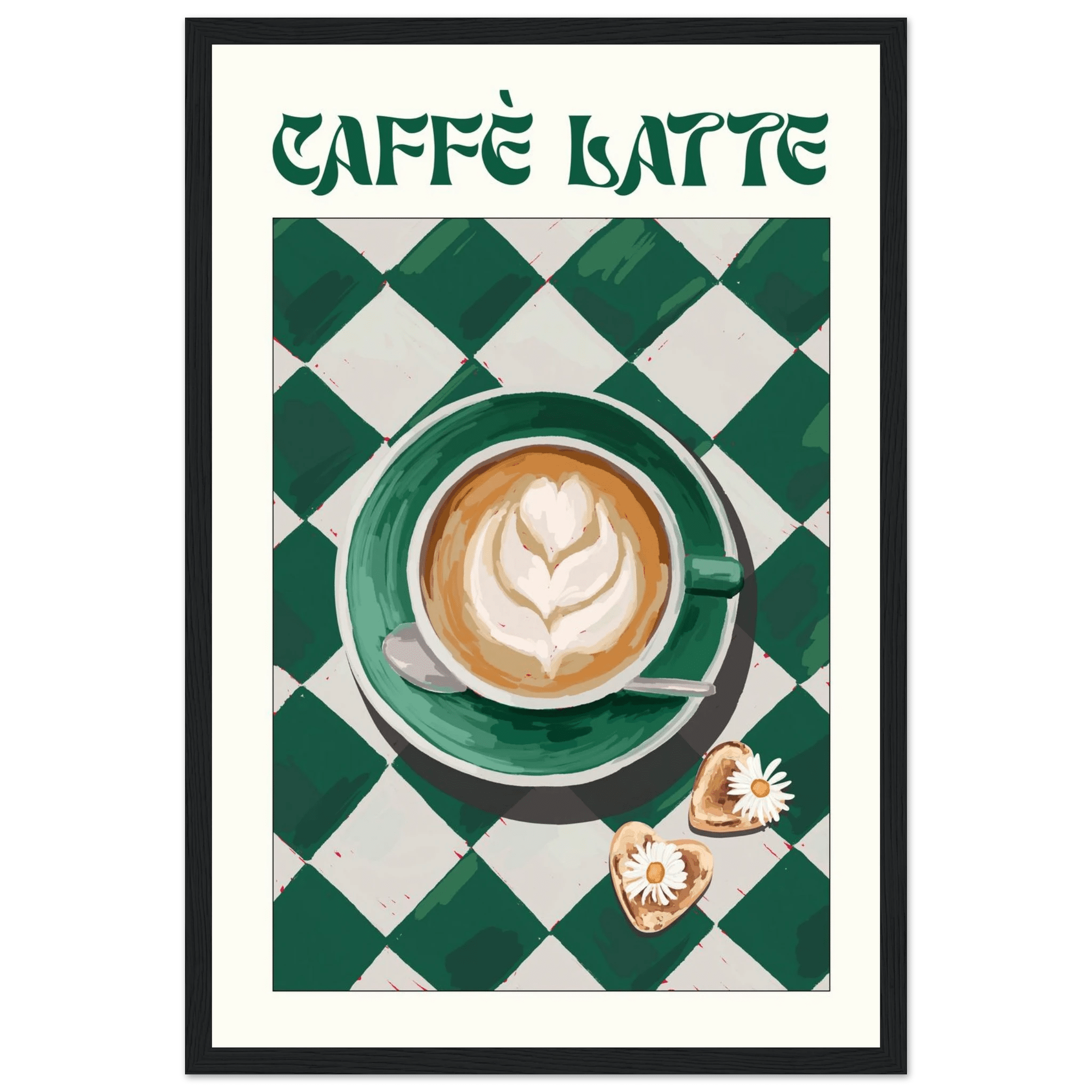 Caffè Latte Poster – Playful Coffee Kitchen Wall Art Print (Digital & Printed Options) - Evergreen Posters