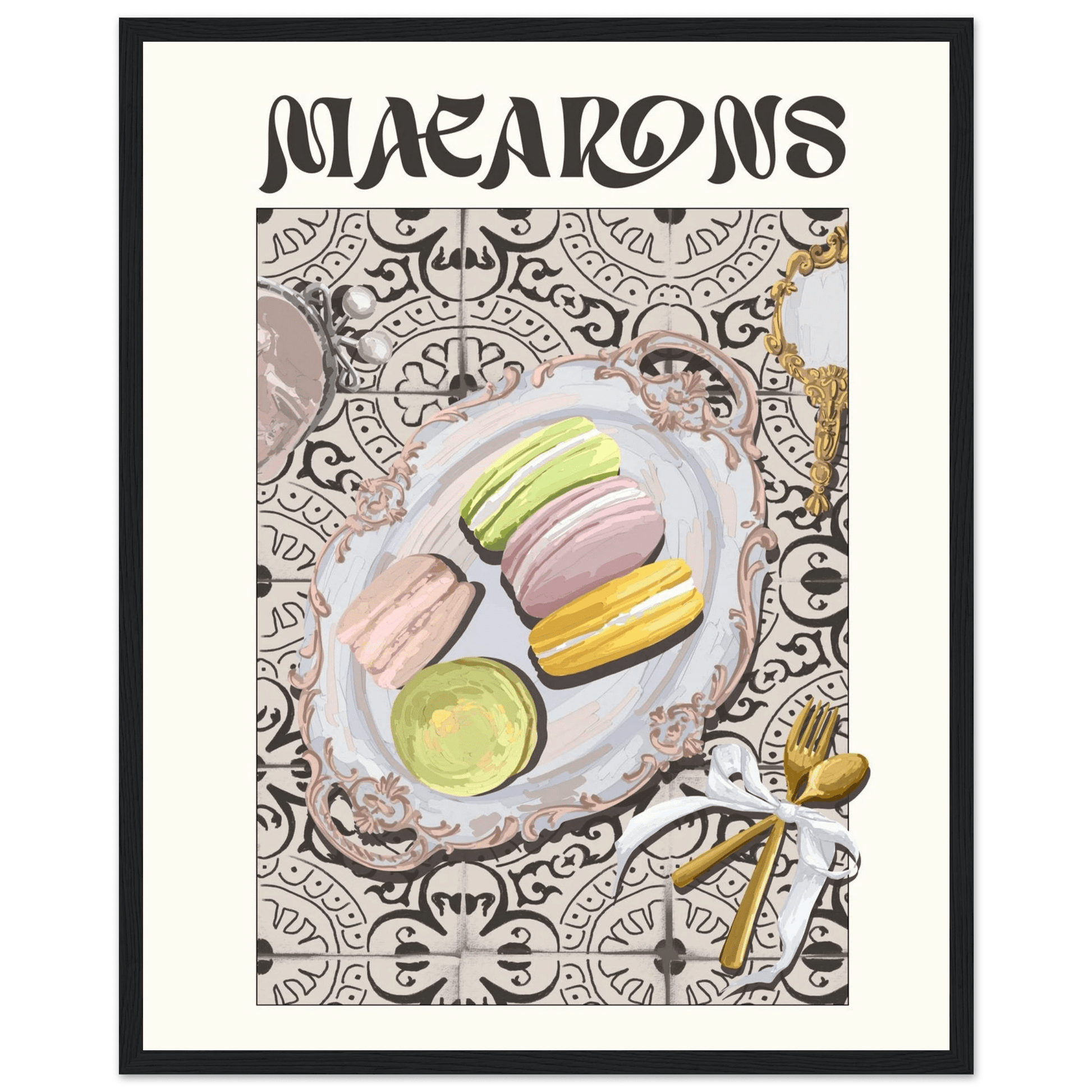 Macarons Poster – Playful French Patisserie Kitchen Wall Art Print (Digital & Printed Options) - Evergreen Posters