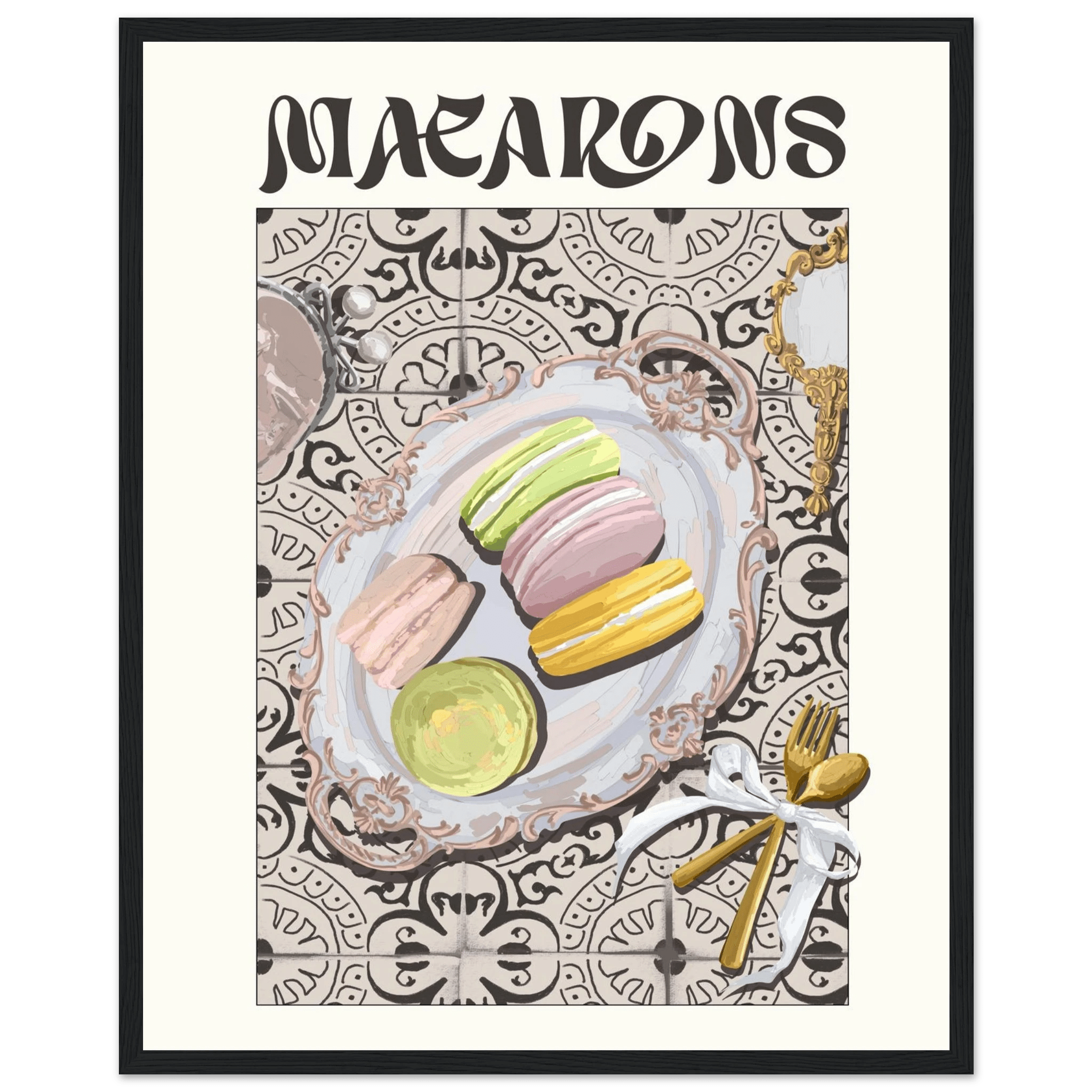 Macarons Poster – Playful French Patisserie Kitchen Wall Art Print (Digital & Printed Options) - Evergreen Posters
