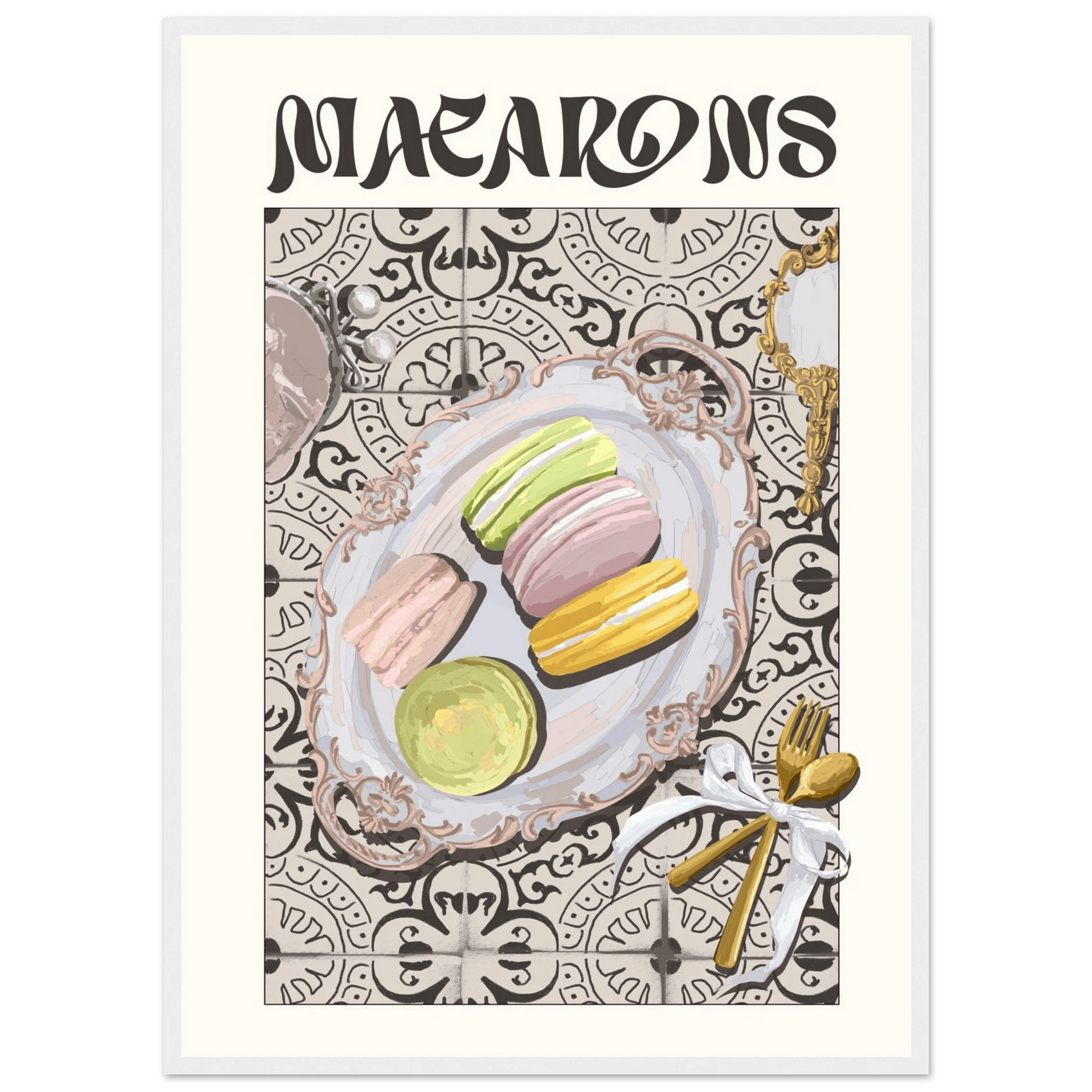 Macarons Poster – Playful French Patisserie Kitchen Wall Art Print (Digital & Printed Options) - Evergreen Posters