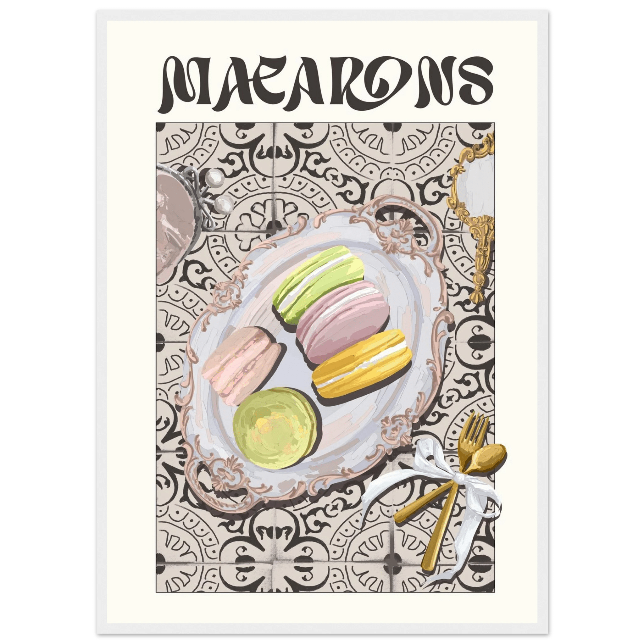 Macarons Poster – Playful French Patisserie Kitchen Wall Art Print (Digital & Printed Options) - Evergreen Posters