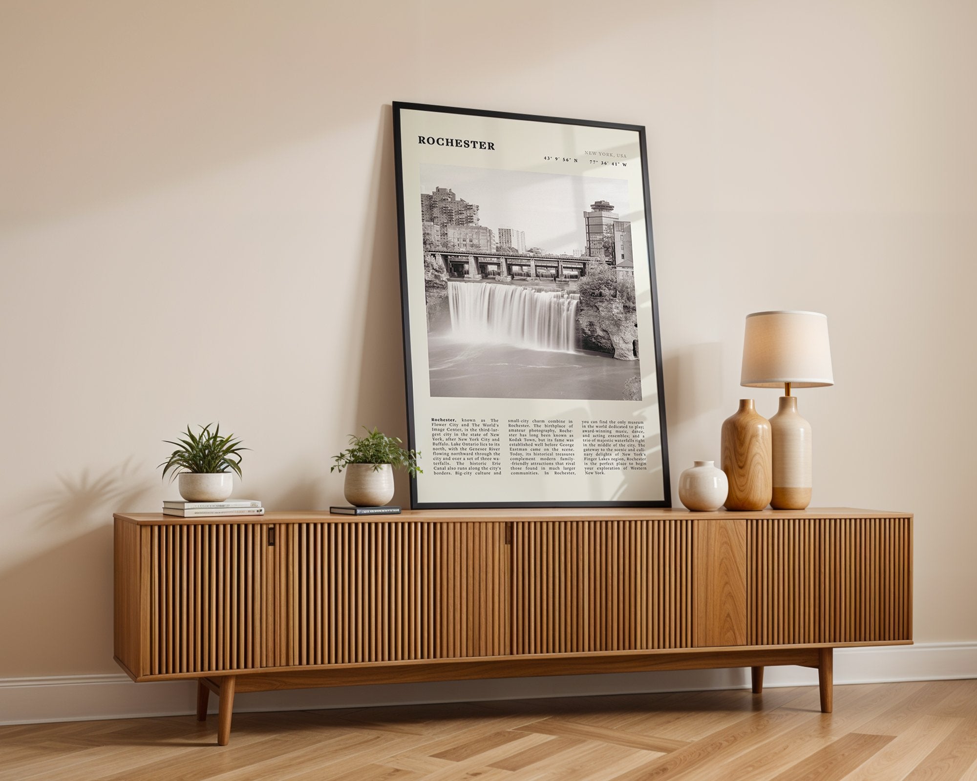 Rochester Poster | Black & White High Falls Wall Art | New York Travel Print - Evergreen Posters