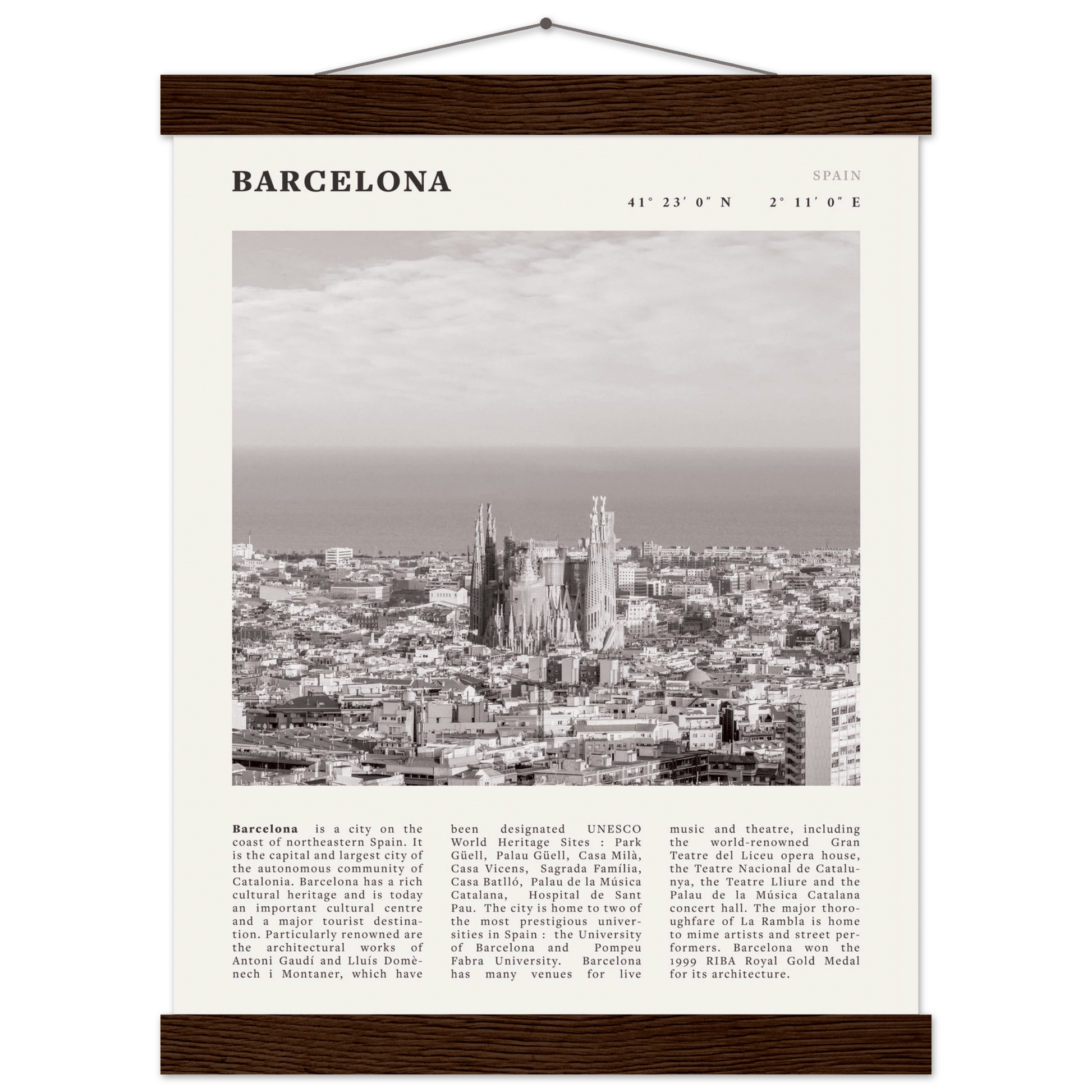 Barcelona Poster | Black & White Sagrada Familia Wall Art | Spain Travel Print - Evergreen Posters