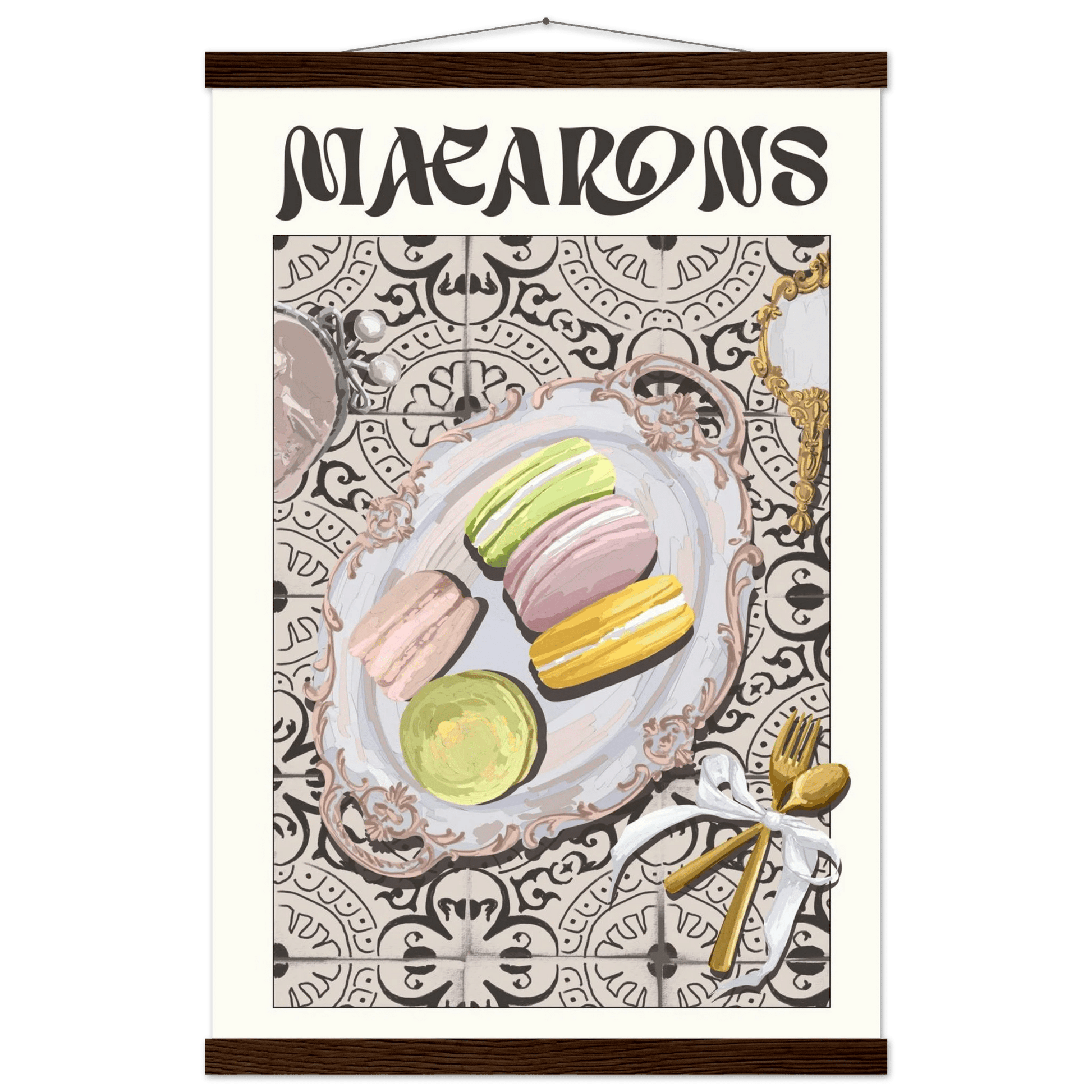 Macarons Poster – Playful French Patisserie Kitchen Wall Art Print (Digital & Printed Options) - Evergreen Posters