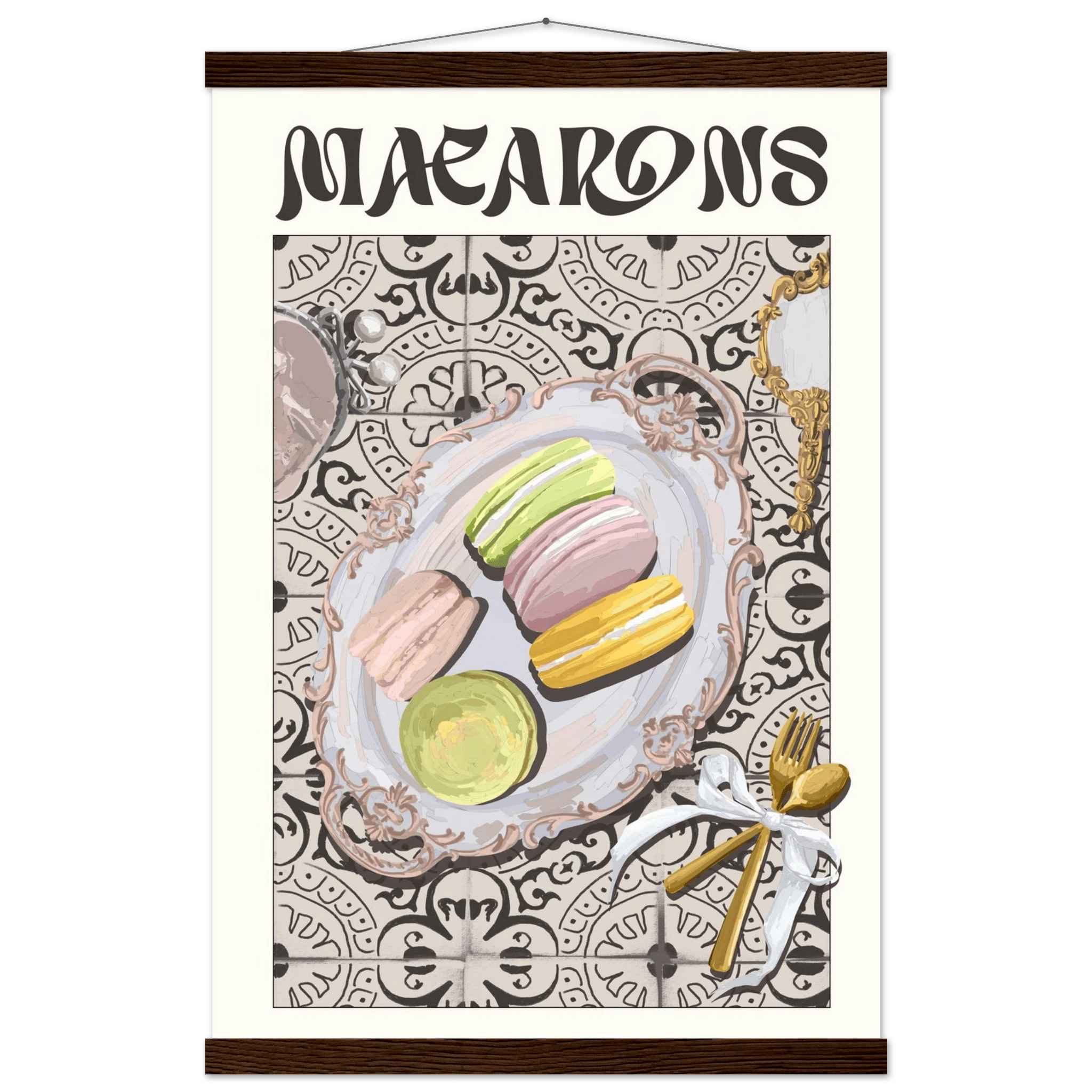 Macarons Poster – Playful French Patisserie Kitchen Wall Art Print (Digital & Printed Options) - Evergreen Posters