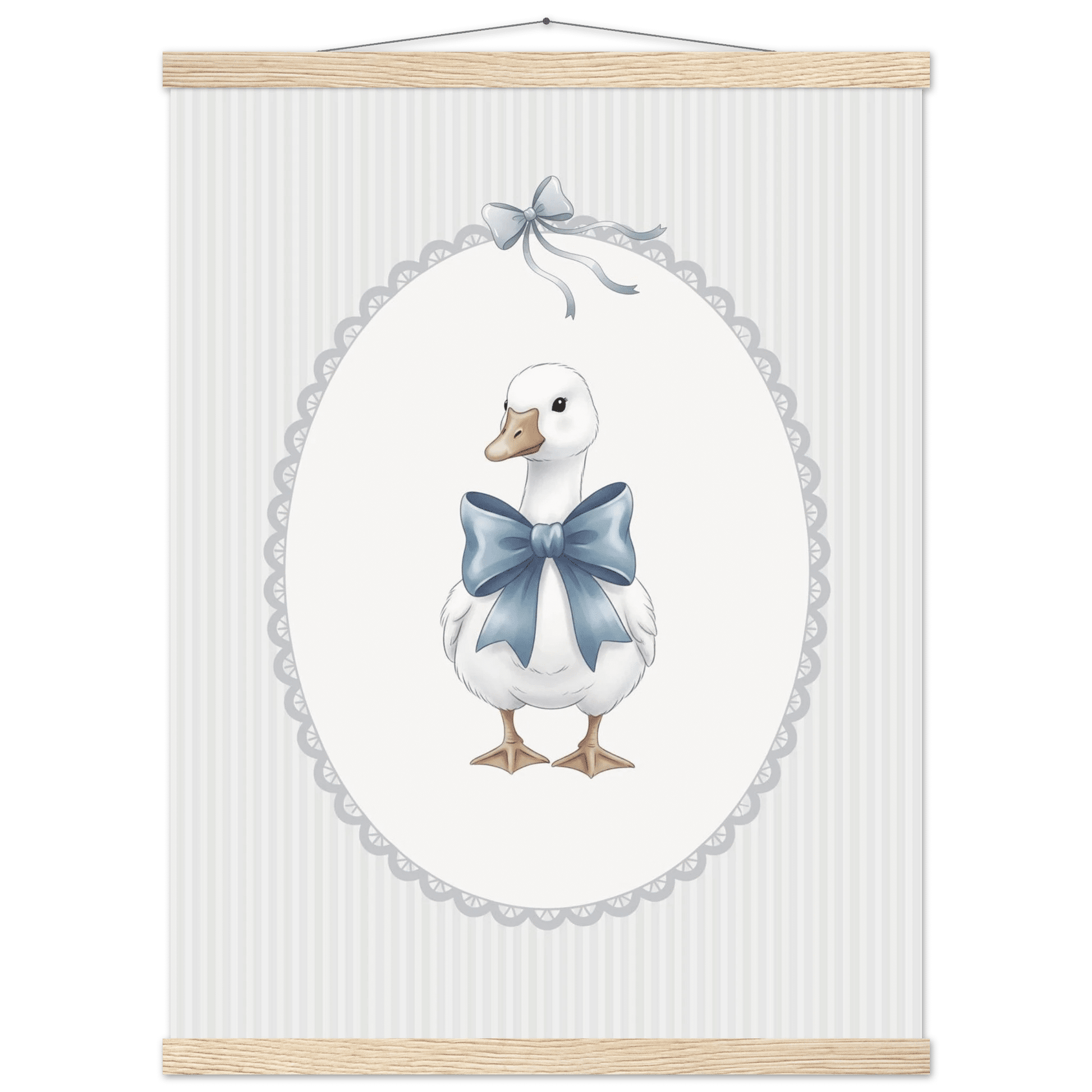 Blue Bow Duck Nursery Poster – Sweet Baby Room Wall Art Print - Evergreen Posters