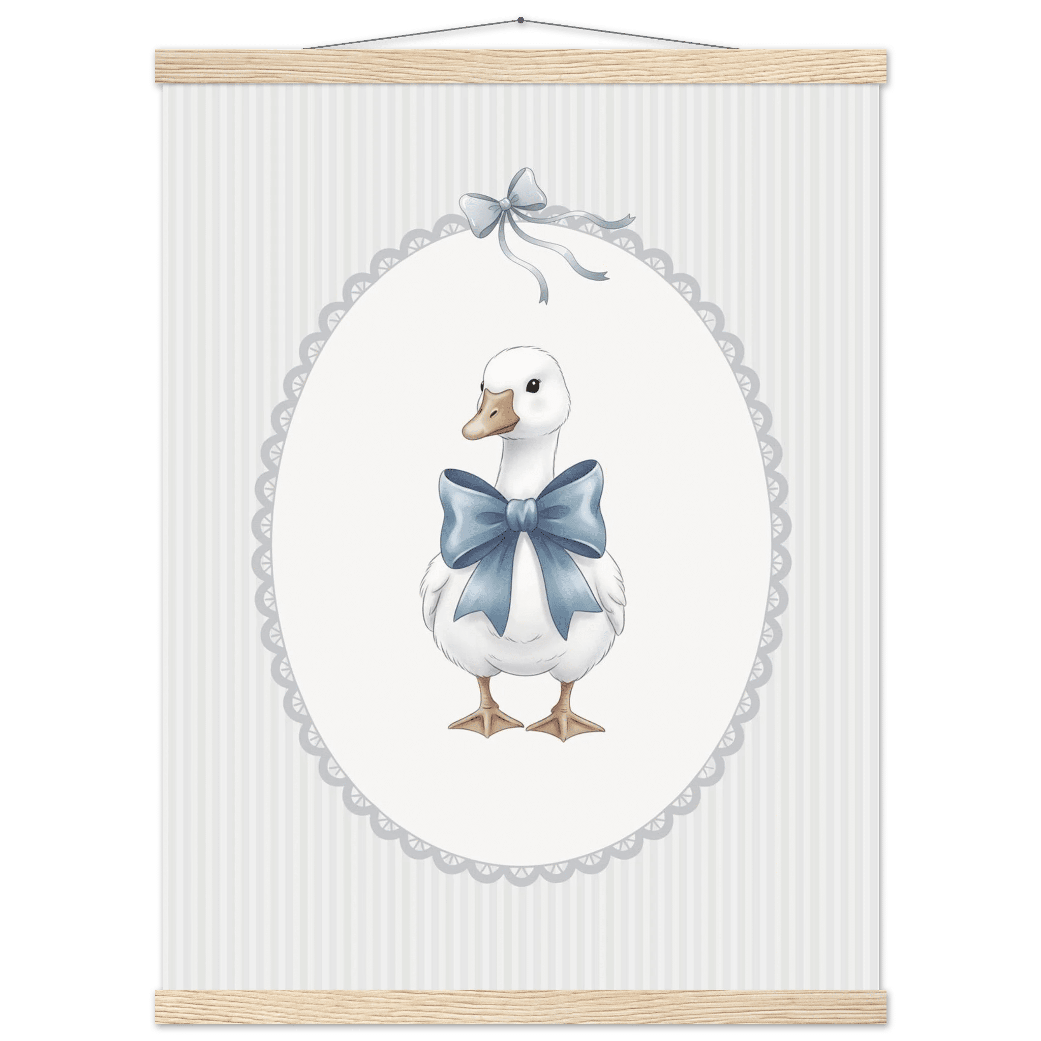 Blue Bow Duck Nursery Poster – Sweet Baby Room Wall Art Print - Evergreen Posters
