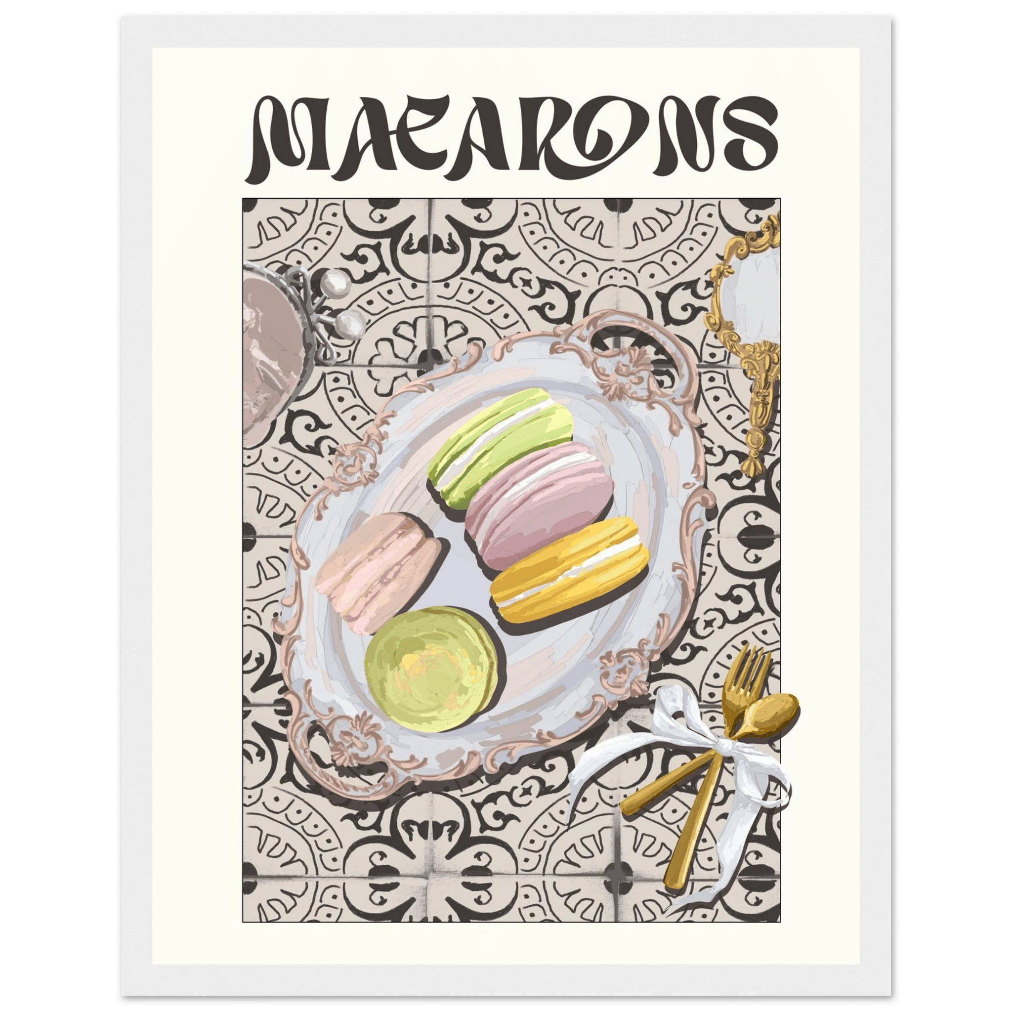 Macarons Poster – Playful French Patisserie Kitchen Wall Art Print (Digital & Printed Options) - Evergreen Posters