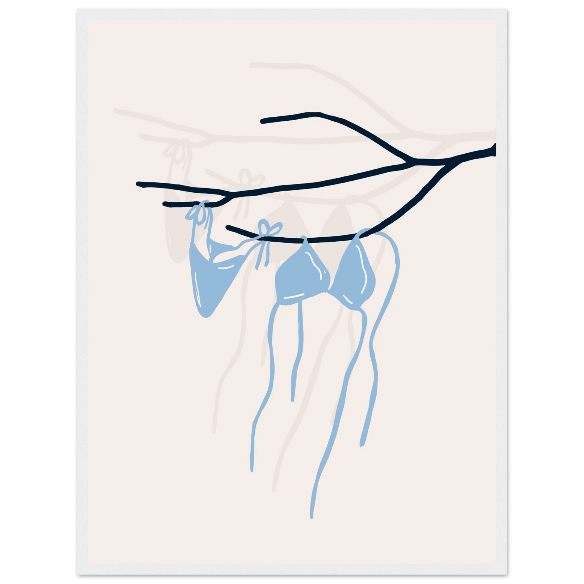 Coastal Bikini Line Art Poster – Minimalist Beach Wall Art Print - Evergreen Posters
