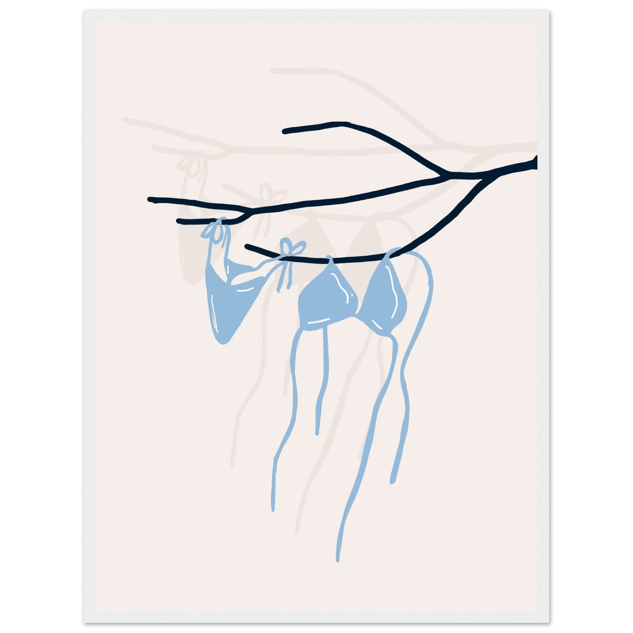 Coastal Bikini Line Art Poster – Minimalist Beach Wall Art Print - Evergreen Posters