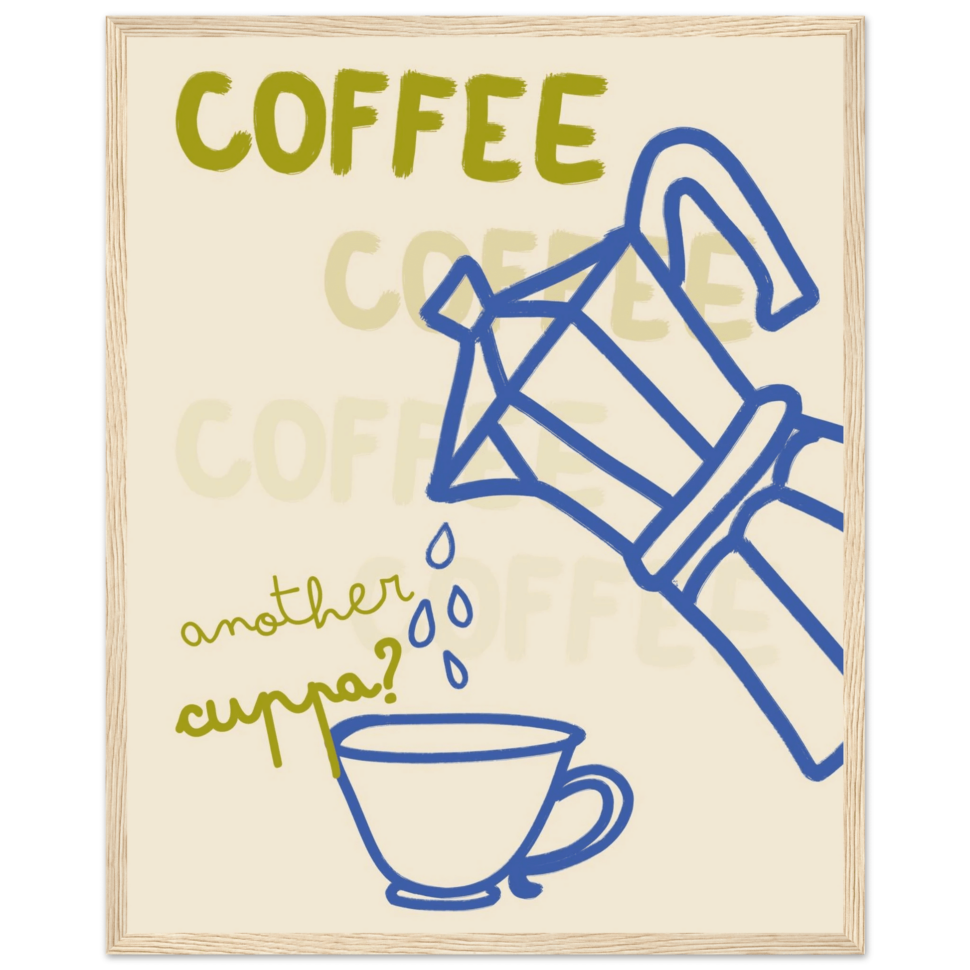 Coffee Print | Another Cuppa Moka Pot Wall Art | Kitchen Coffee Poster - Evergreen Posters