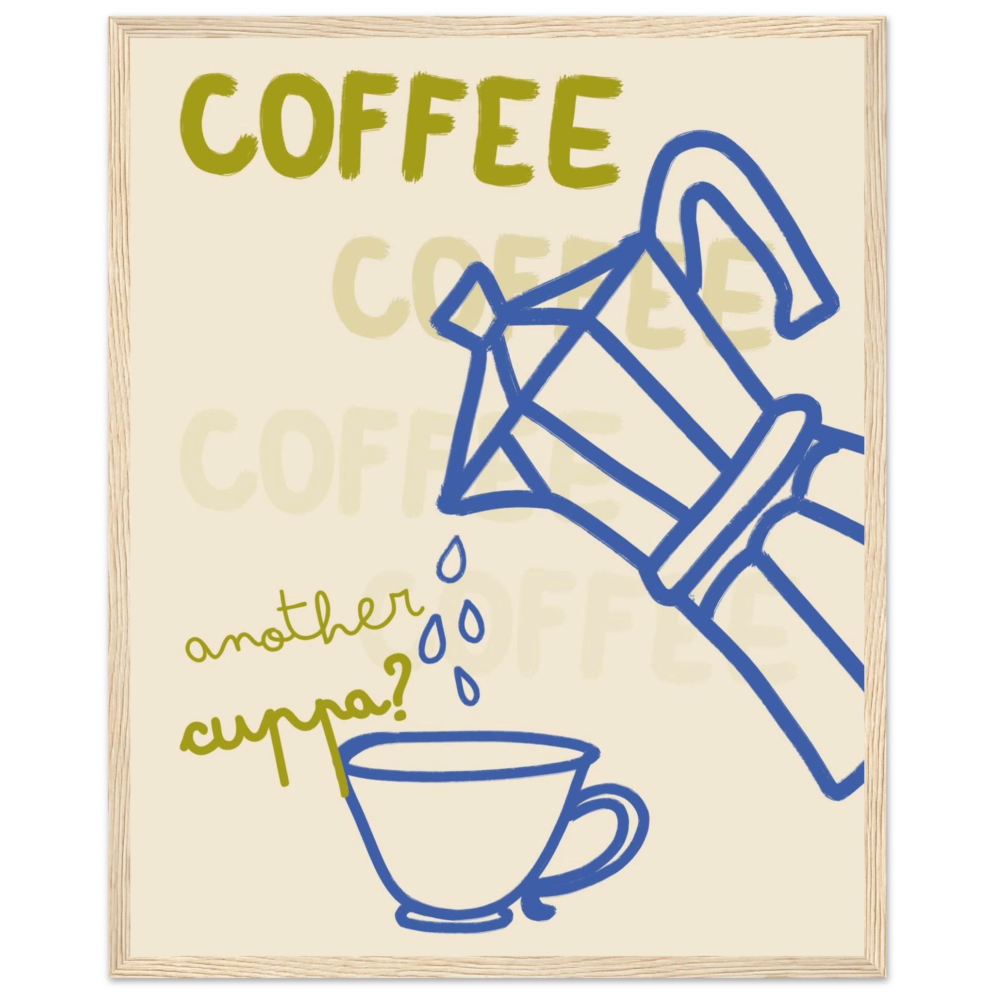 Coffee Print | Another Cuppa Moka Pot Wall Art | Kitchen Coffee Poster - Evergreen Posters