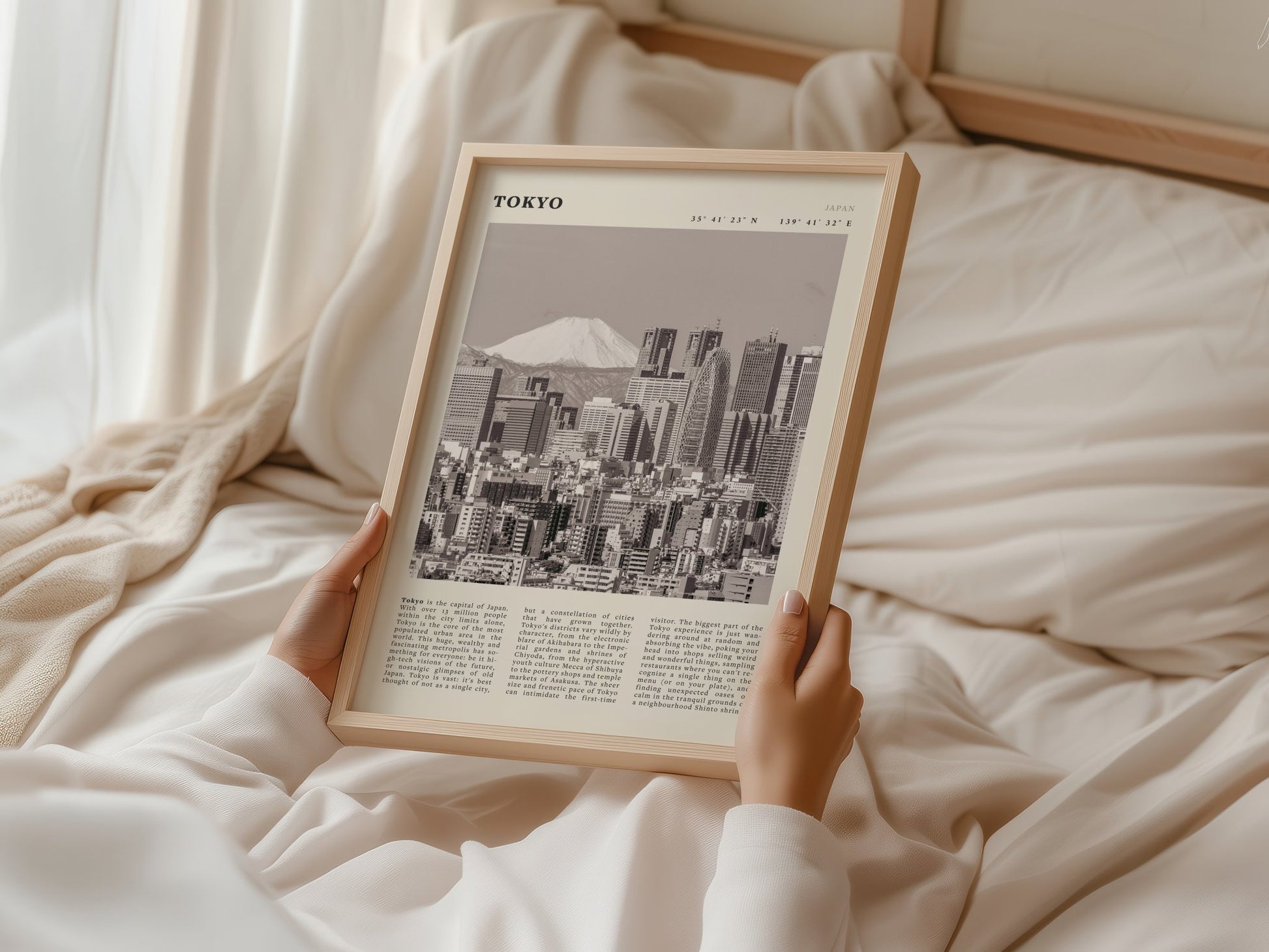 Tokyo Poster | Black & White Mount Fuji Skyline Wall Art | Japan Travel Print - Evergreen Posters